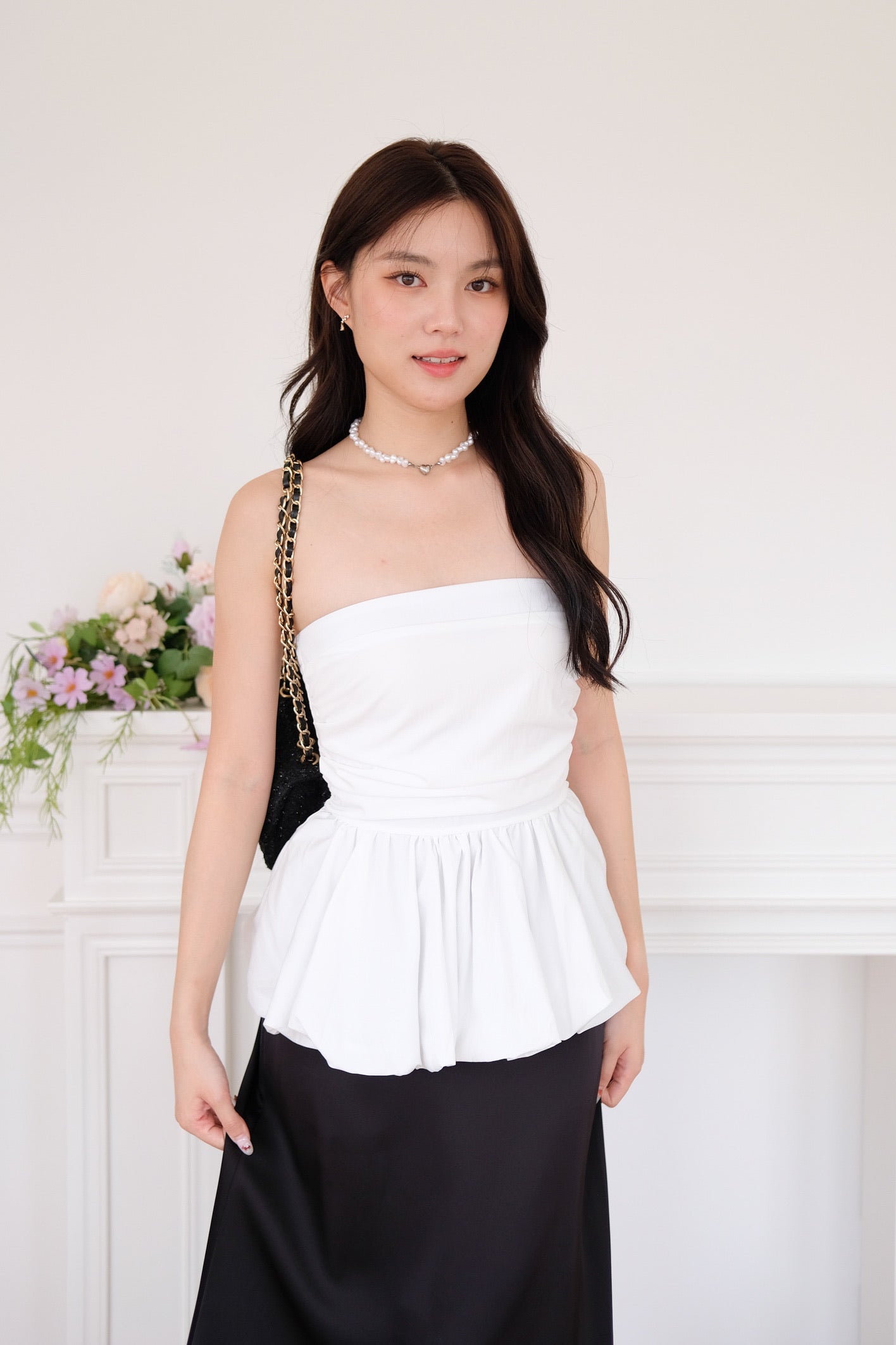 Reiko Peplum Tube Top (White)