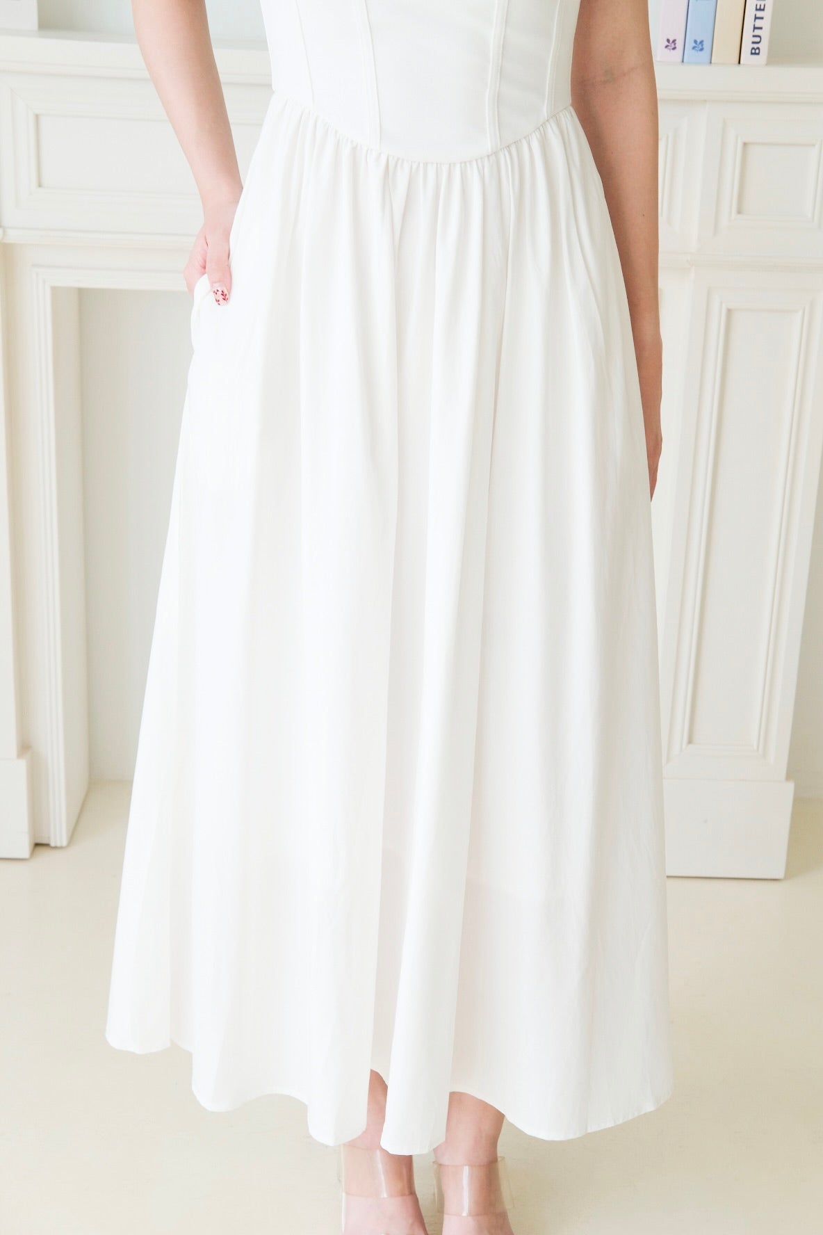 Clara Corset Maxi Dress (White)