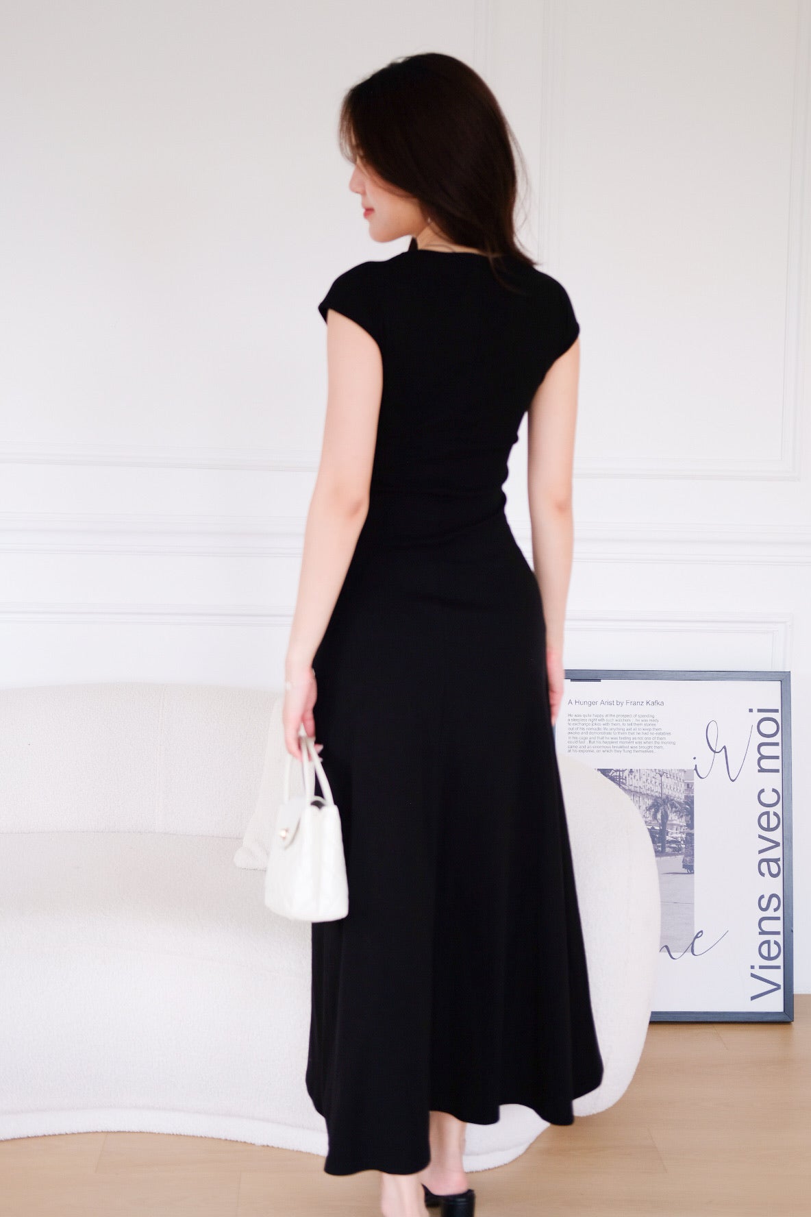 Jillian Padded Skater Maxi Dress (Black)