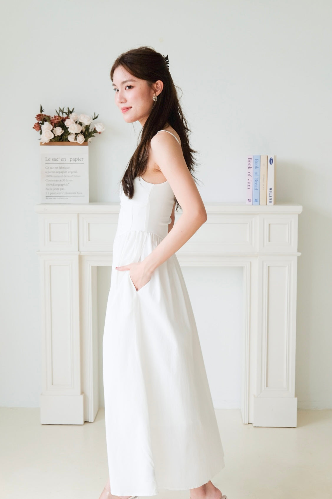 Clara Corset Maxi Dress (White)