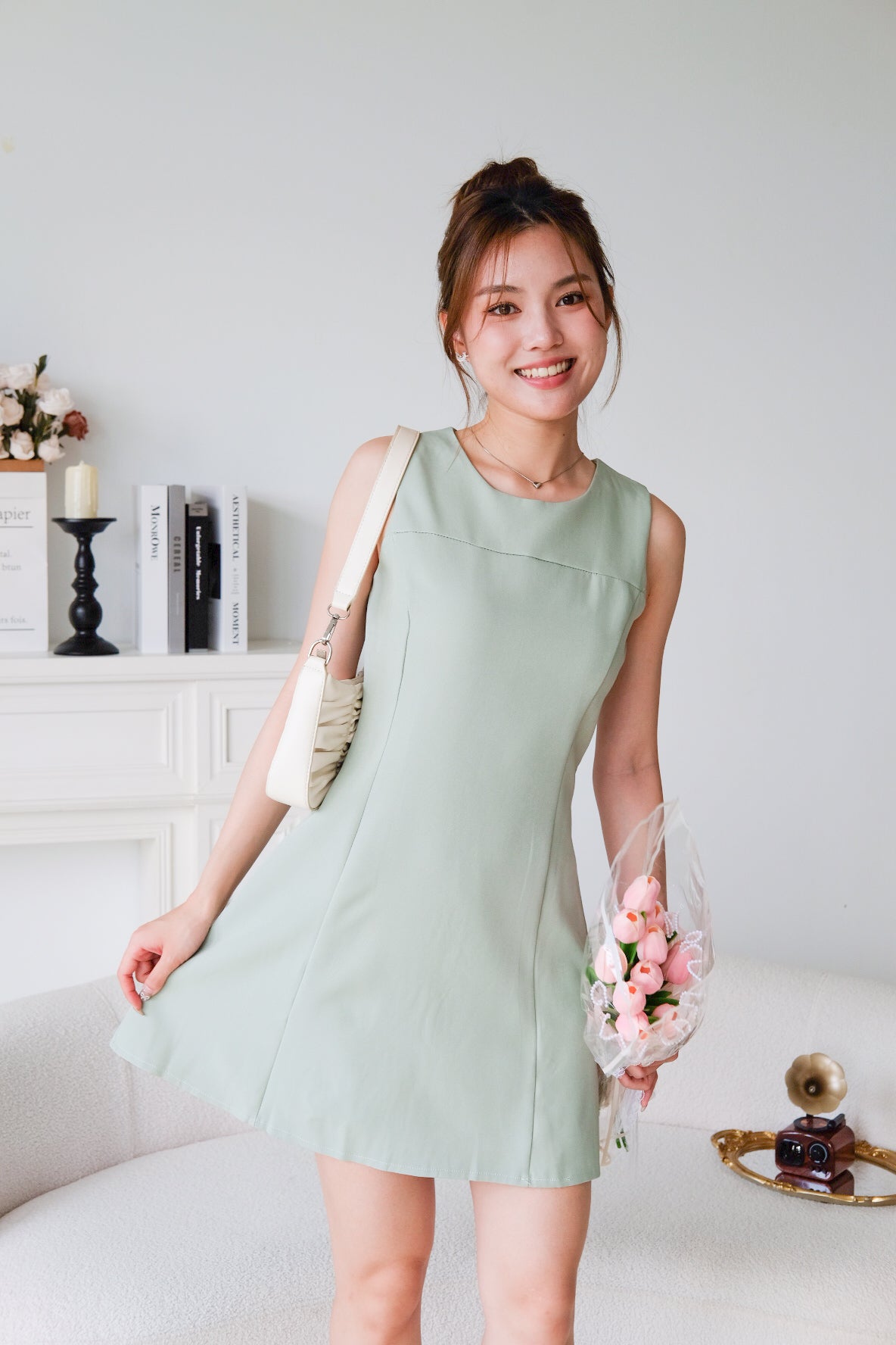 Yuna Classic A Line Dress (Avocado Green)