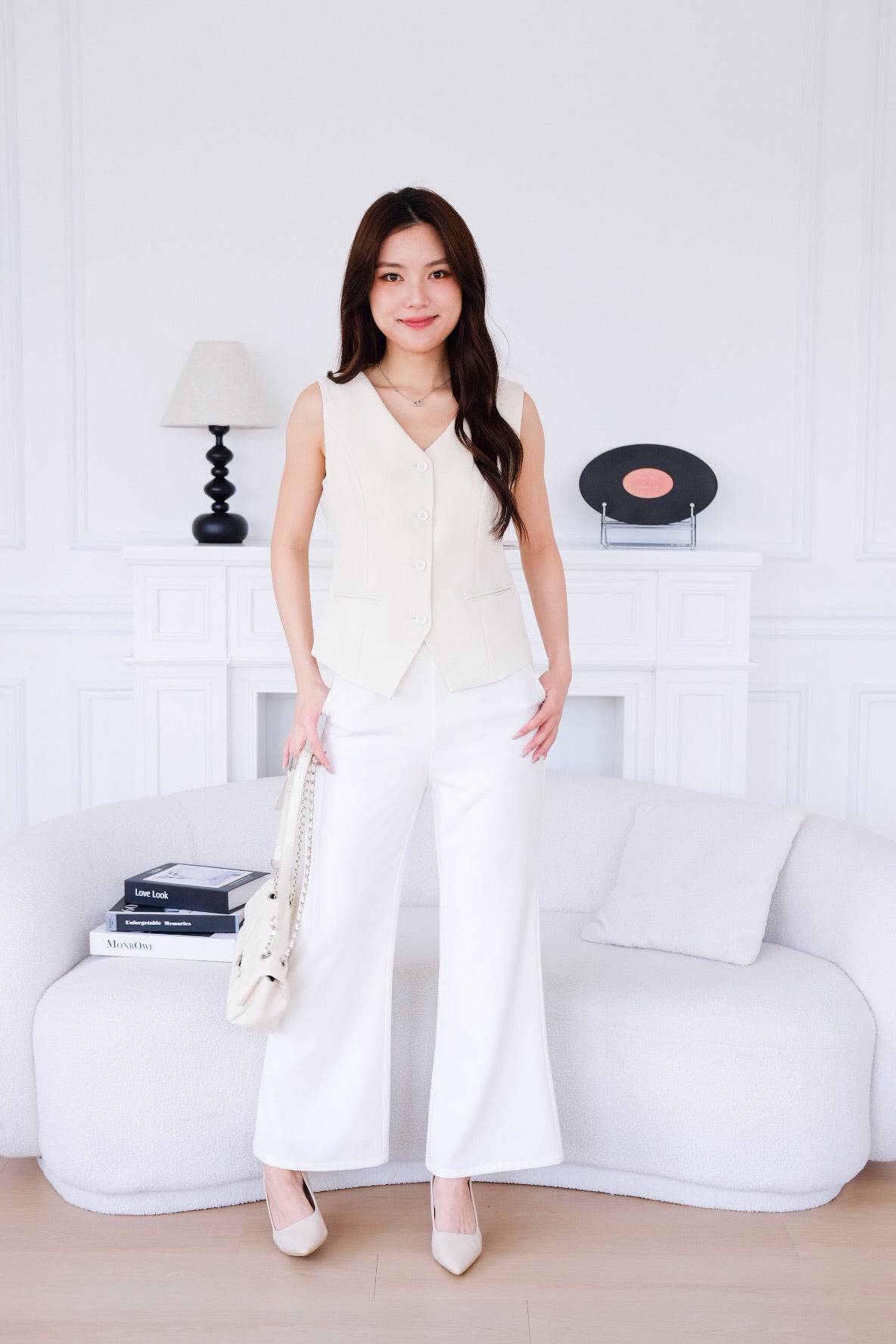 Atlas Work Vest Top (Beige)