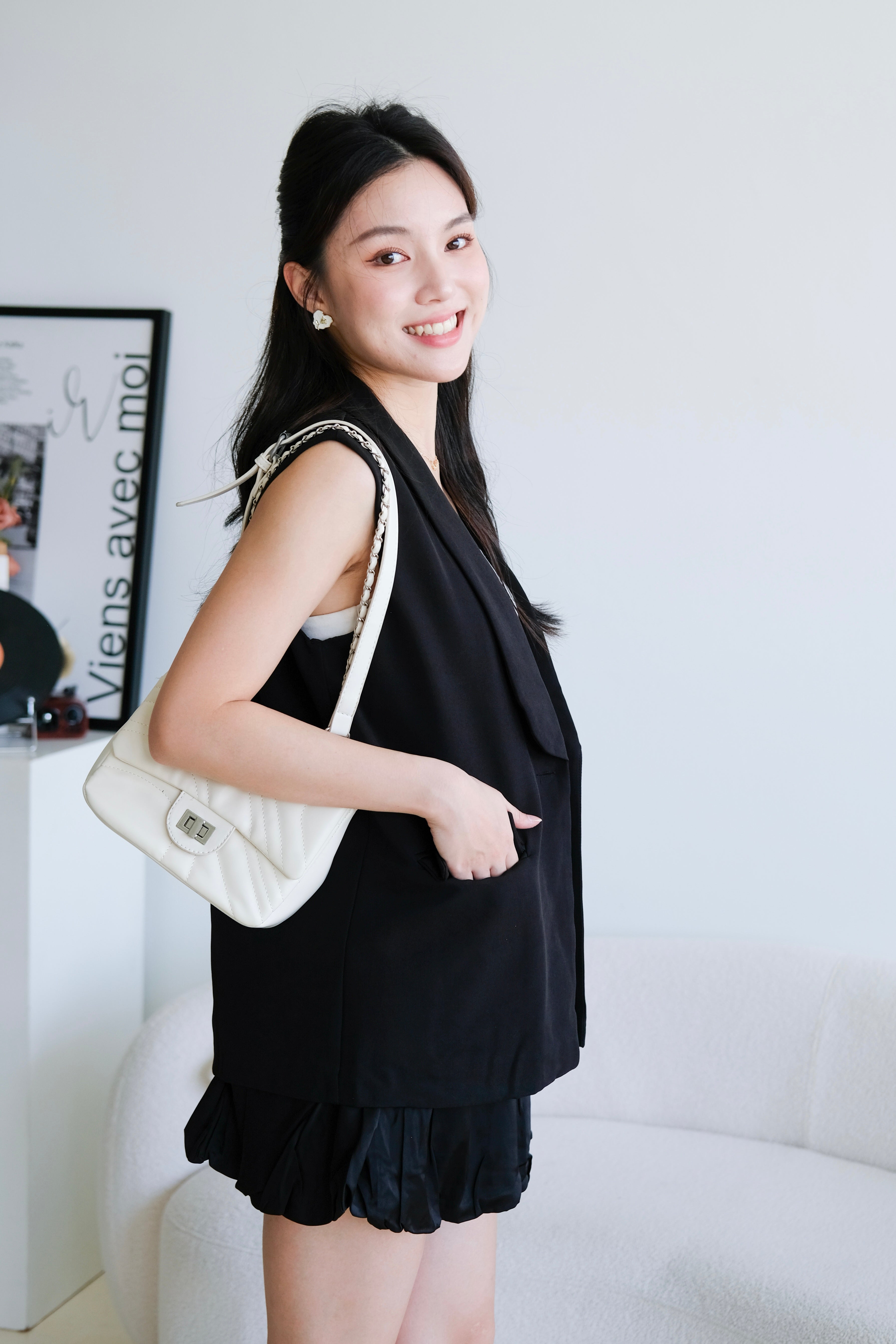 Zora Blazer Long Vest (Black)