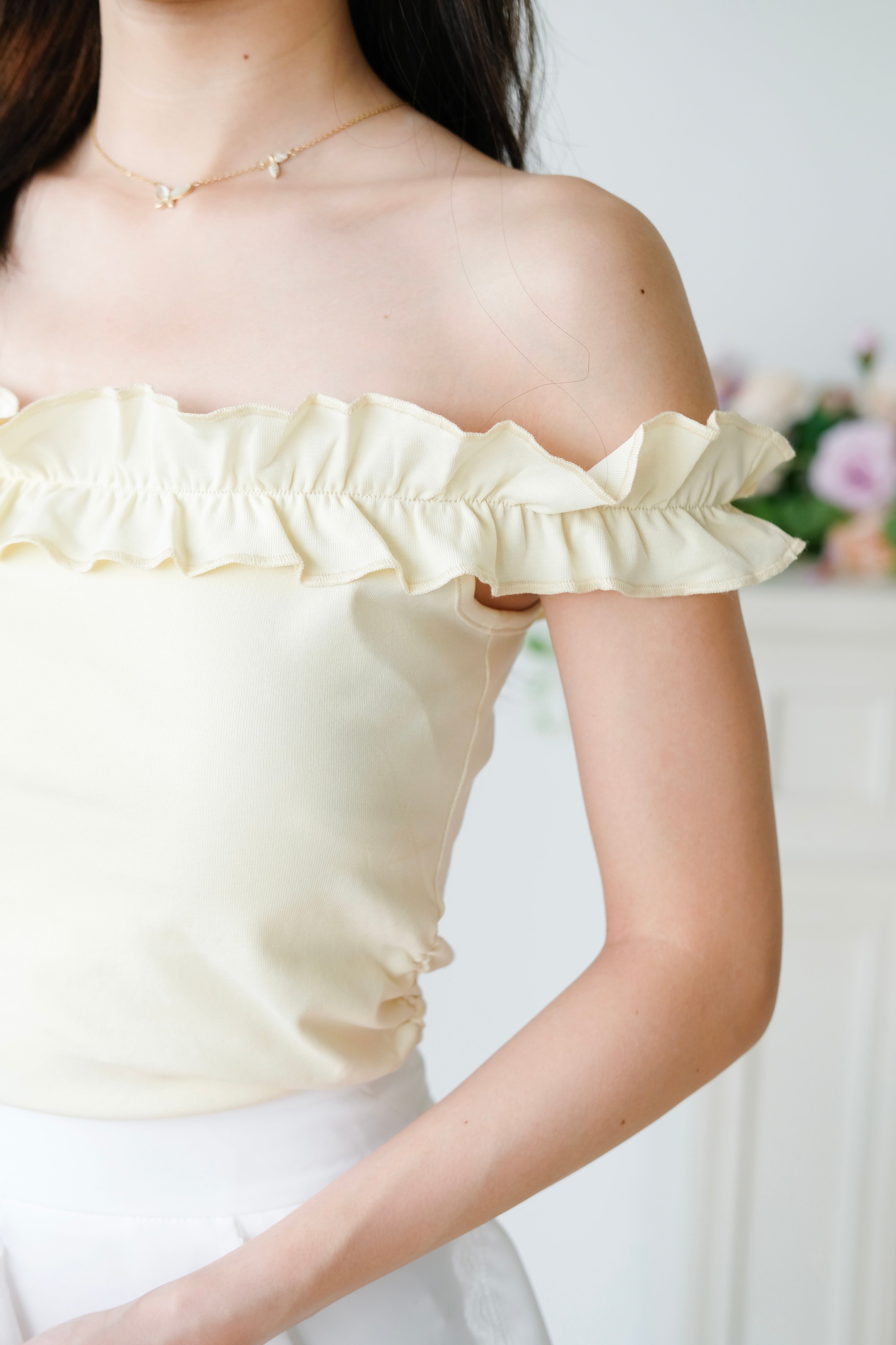 Layla Ruffle Off Shoulder (Butter Yellow)