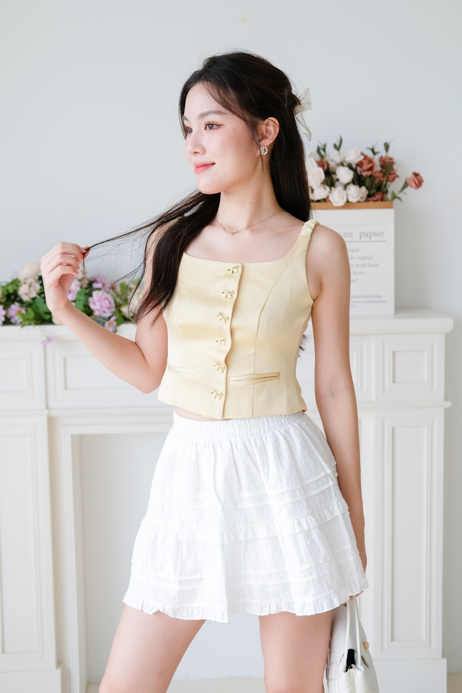 Maribelle Ribbon Scoop Top (Lemonade Yellow)