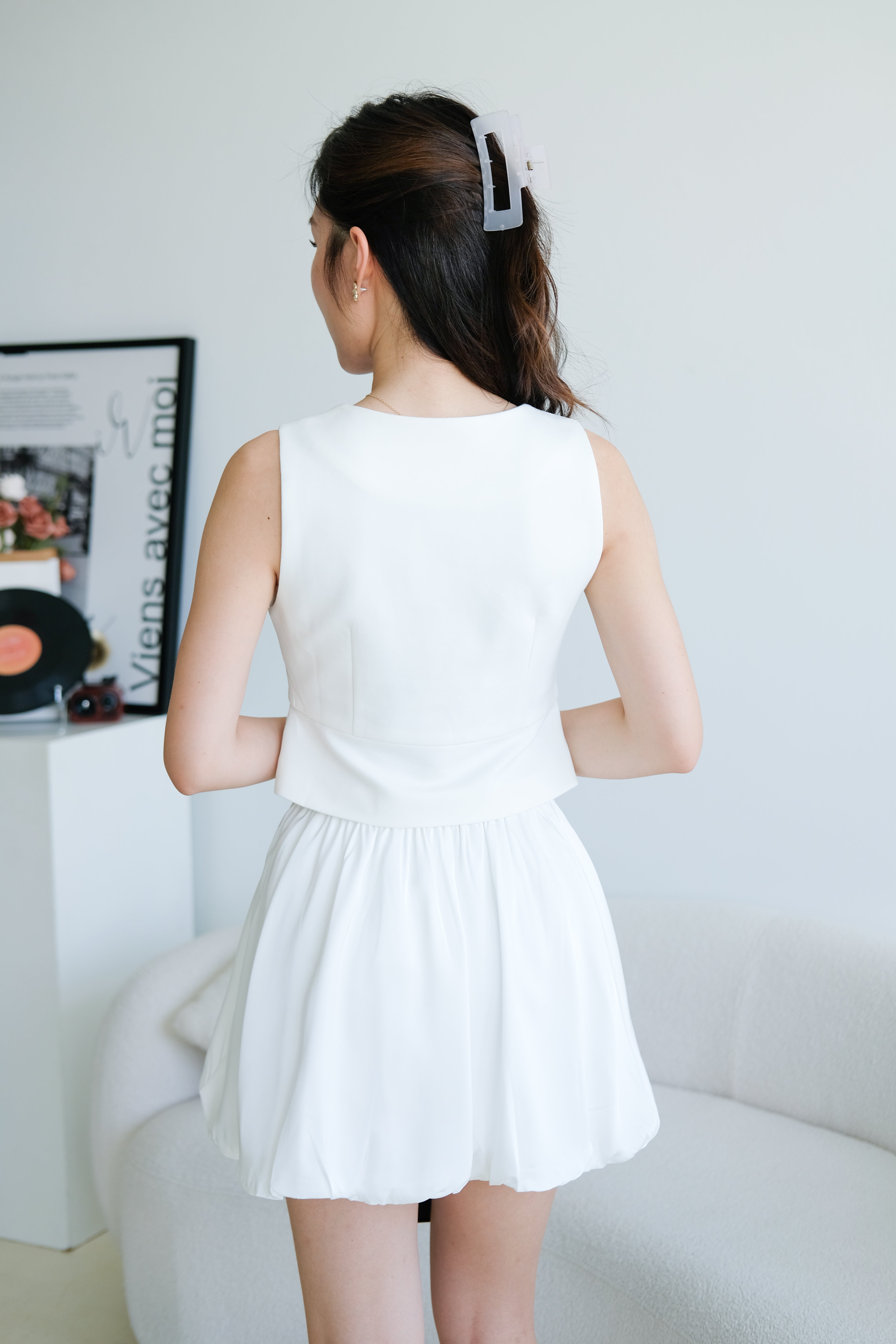 Valerie Round Neck Vest Top (White)