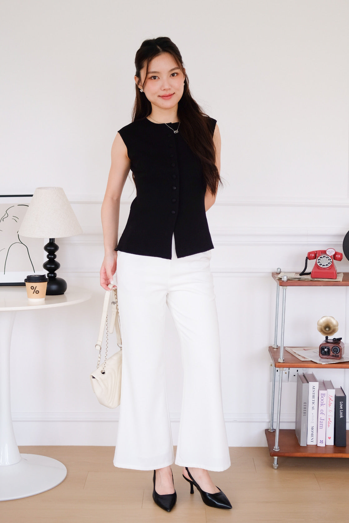 Alden Button Knit Tank Top (Black)