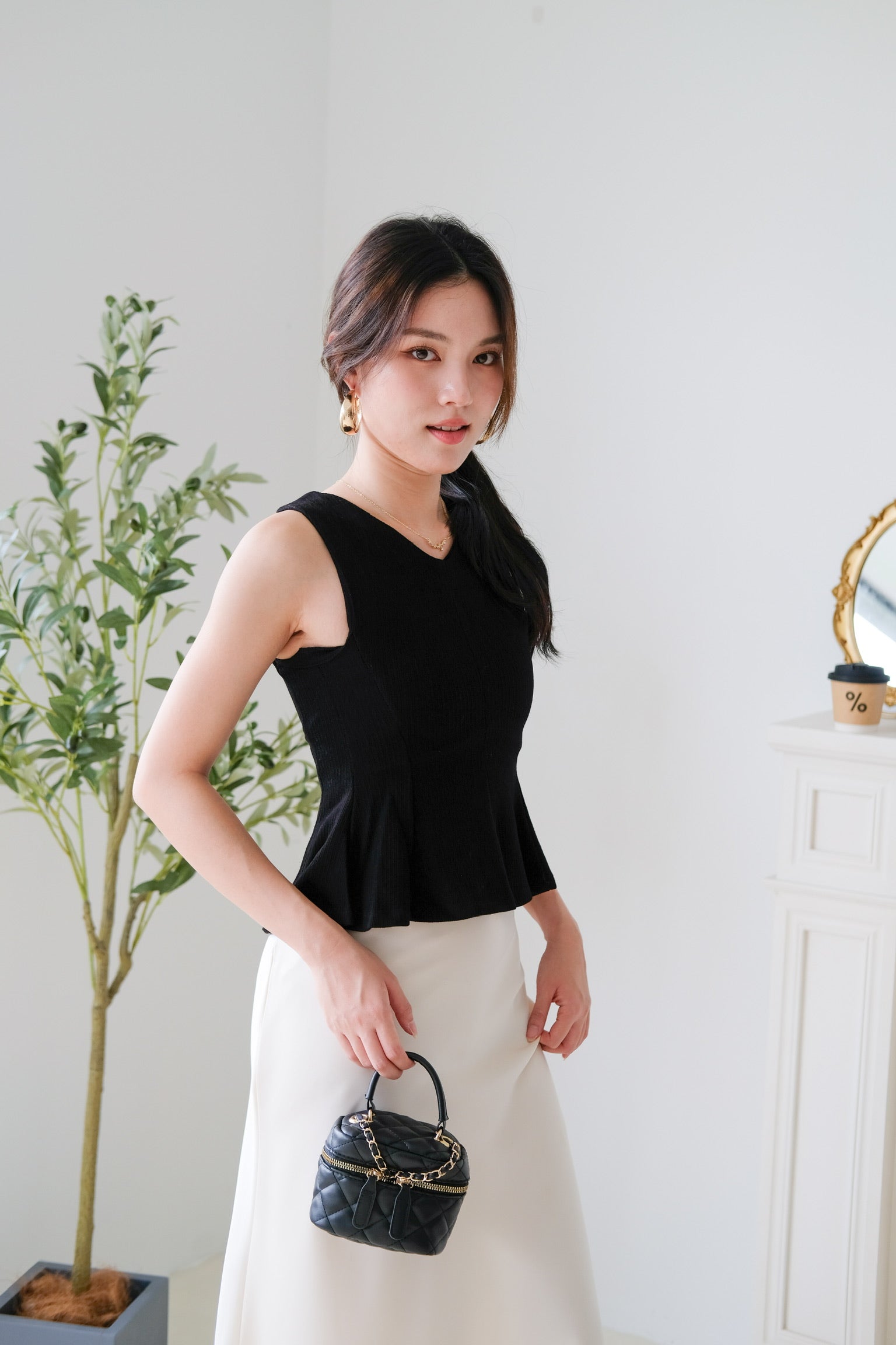 Poppy Peplum Top (Black)