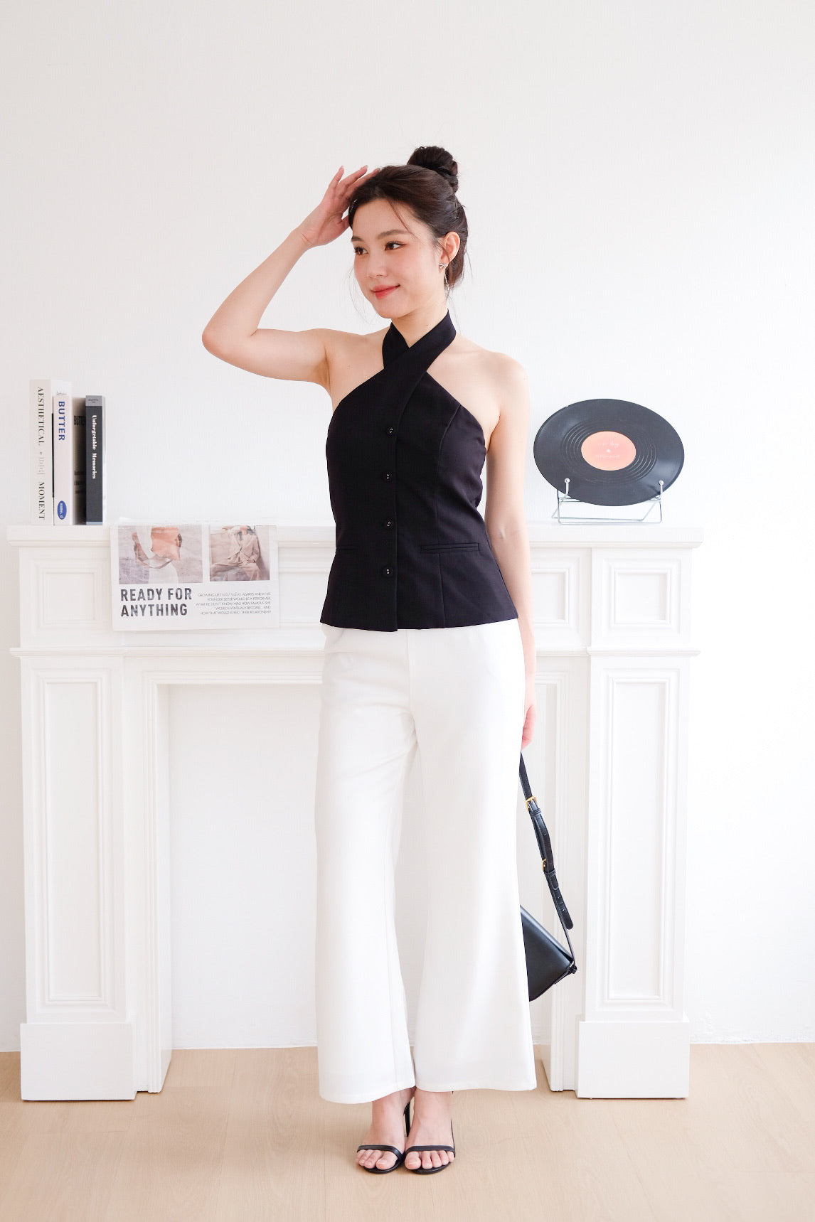 Angie Criss Cross Padded Top (Black)
