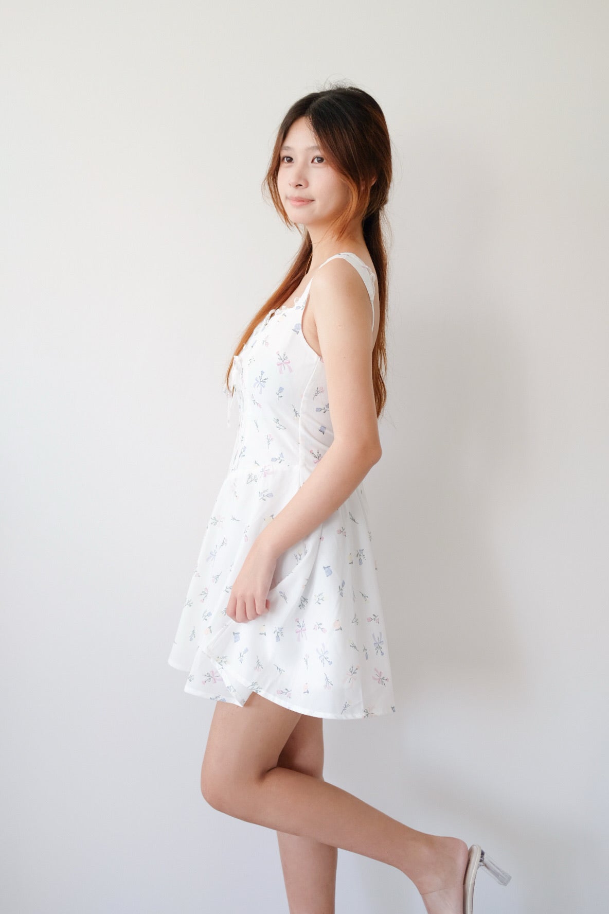 Floral Mini Dress with Lace Straps