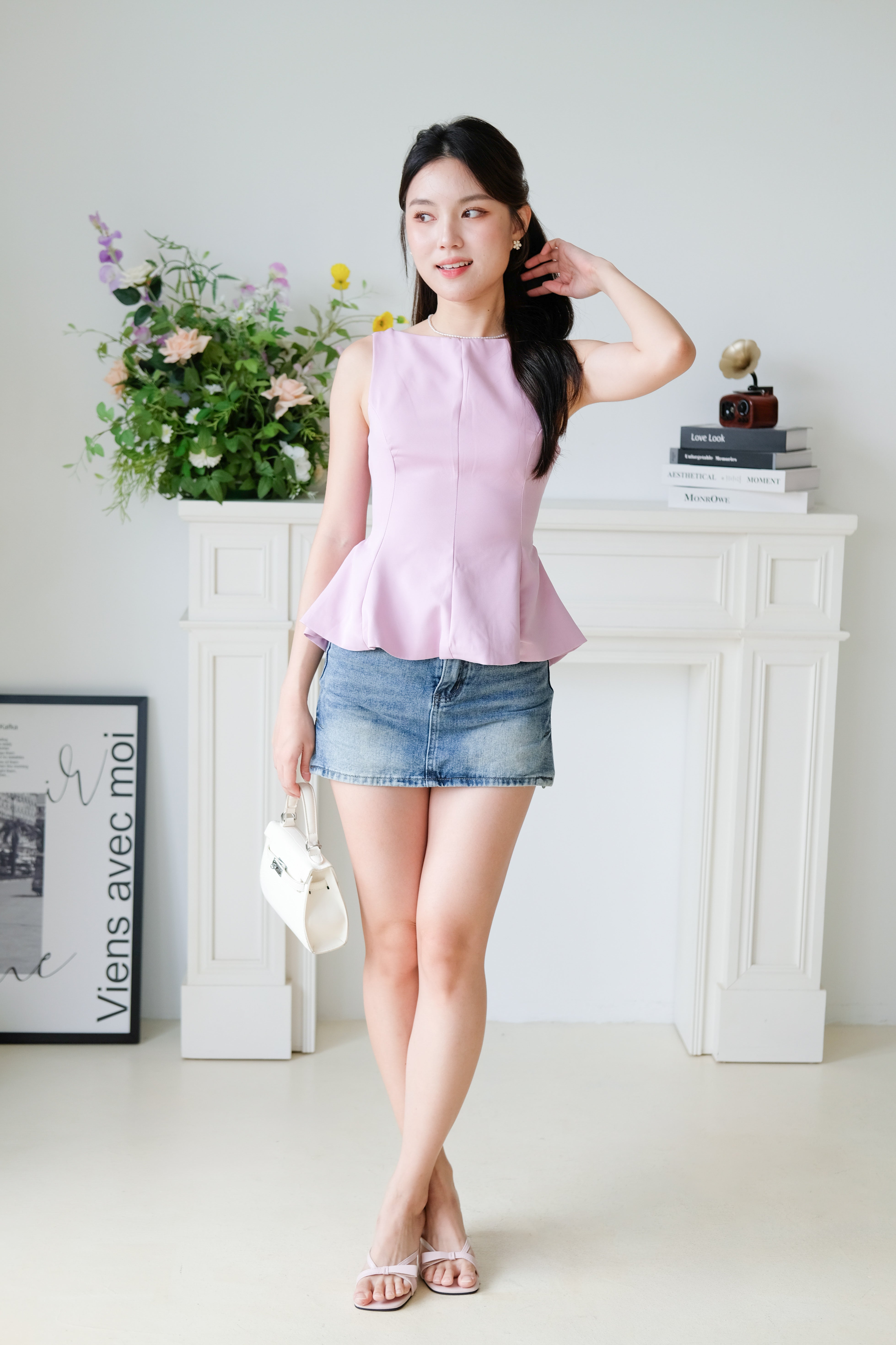 Belle Bareback Peplum Top (Purple)