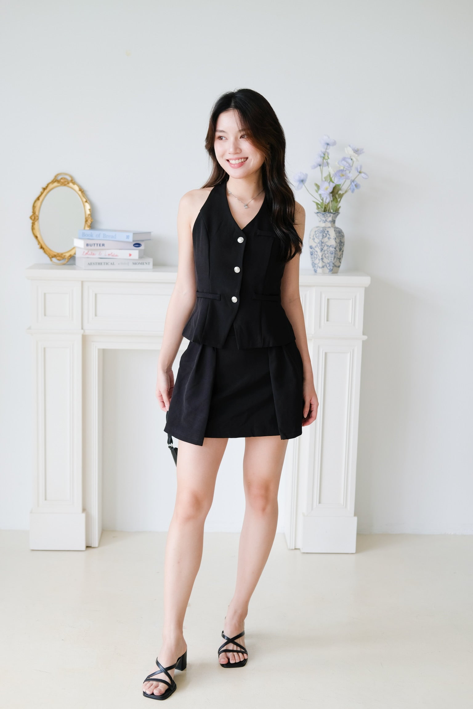 Megan Classic Vest Set (Black)