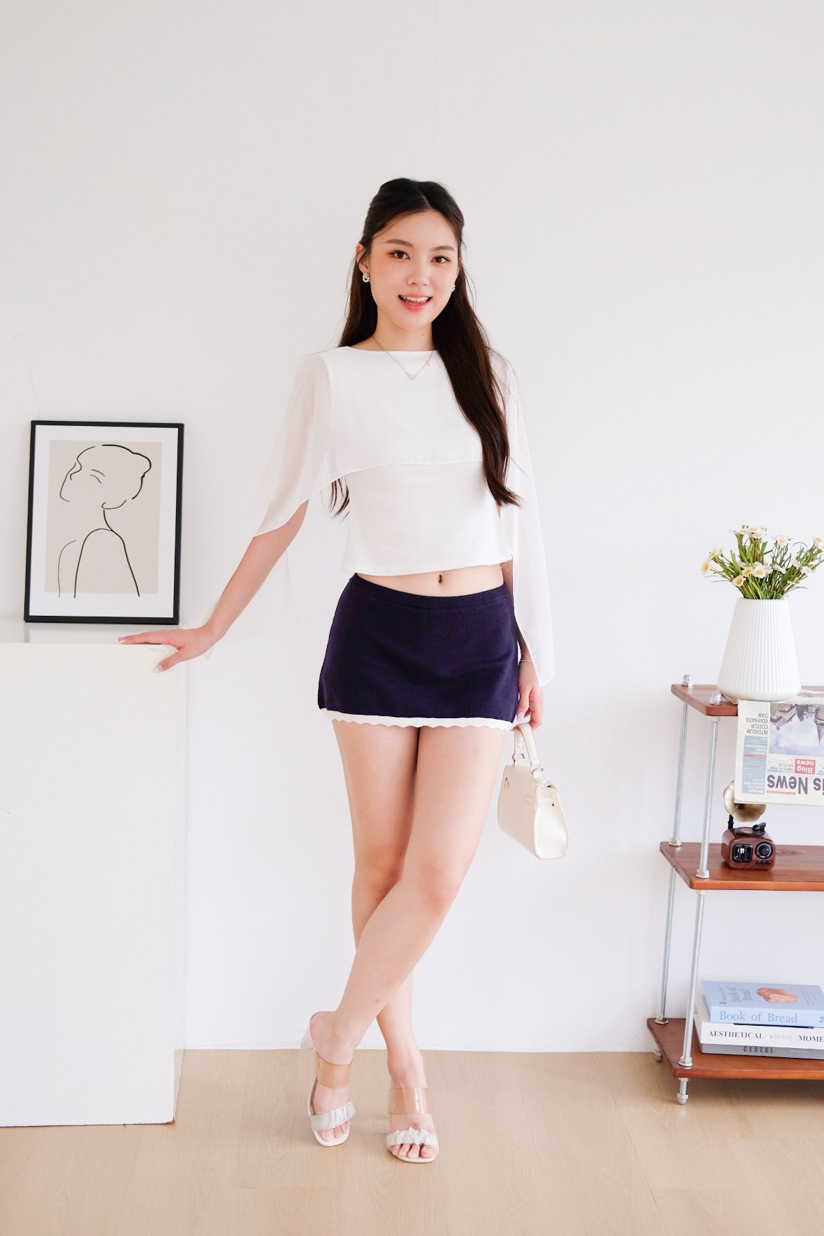 Lustre Cape Boatneck Top (White)