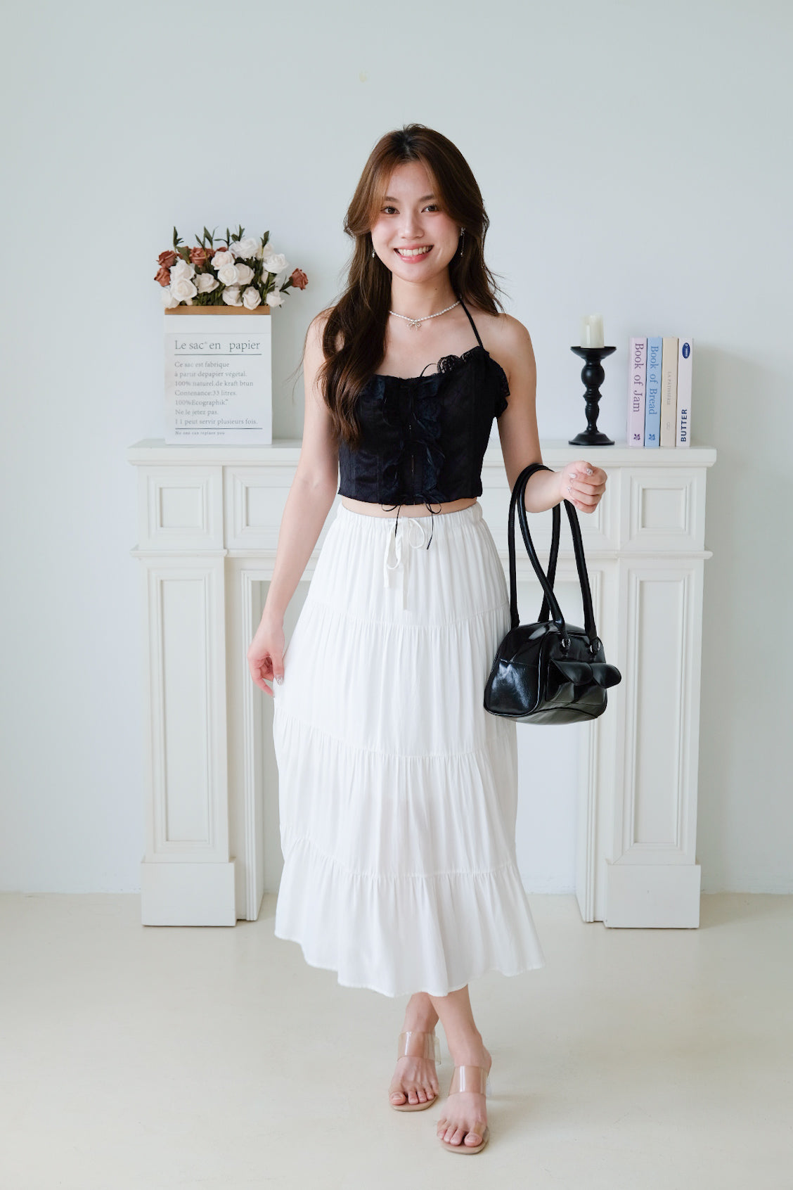 Alianna Lace Corset Crop Top (Black)