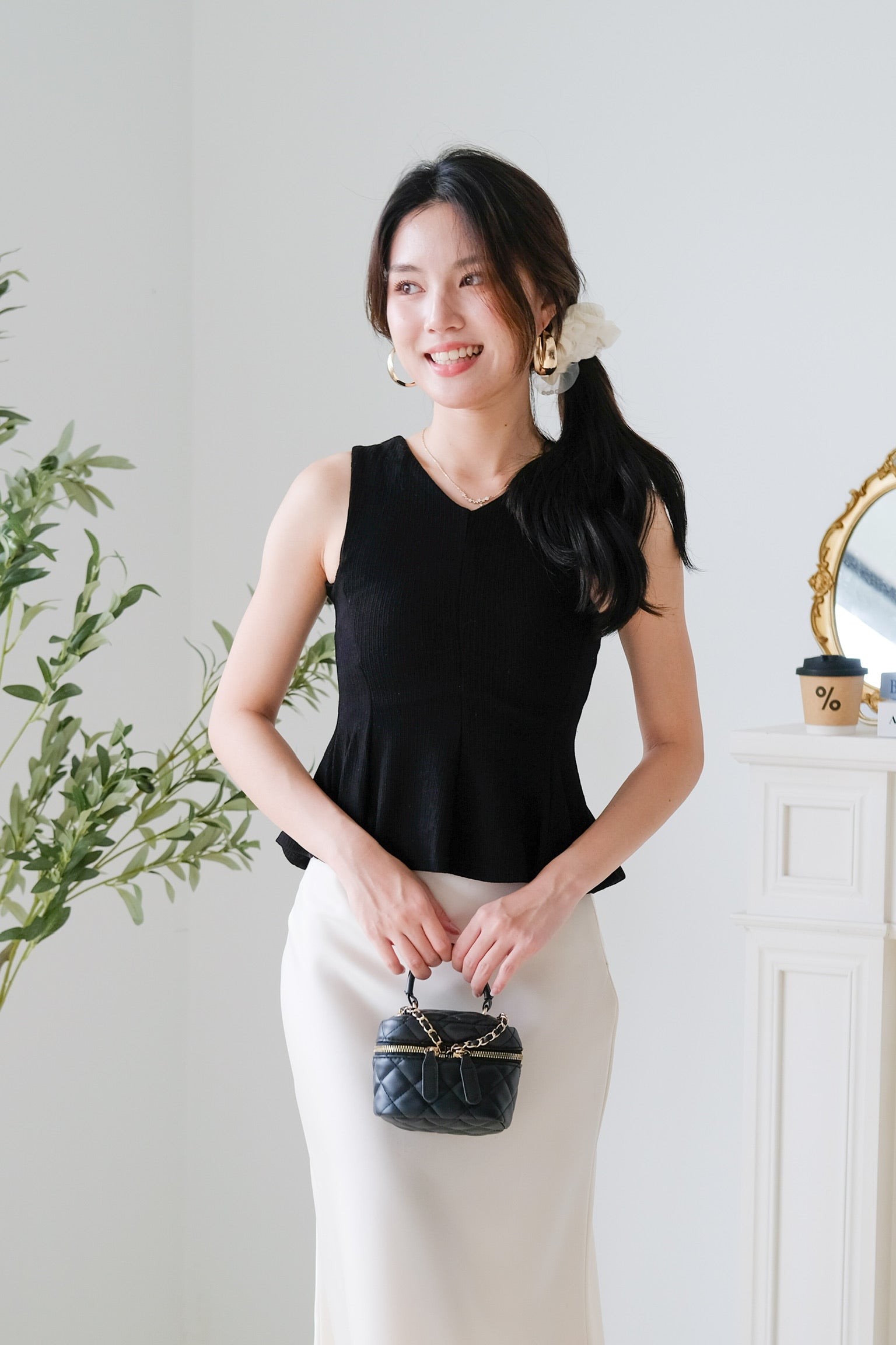 Poppy Peplum Top (Black)