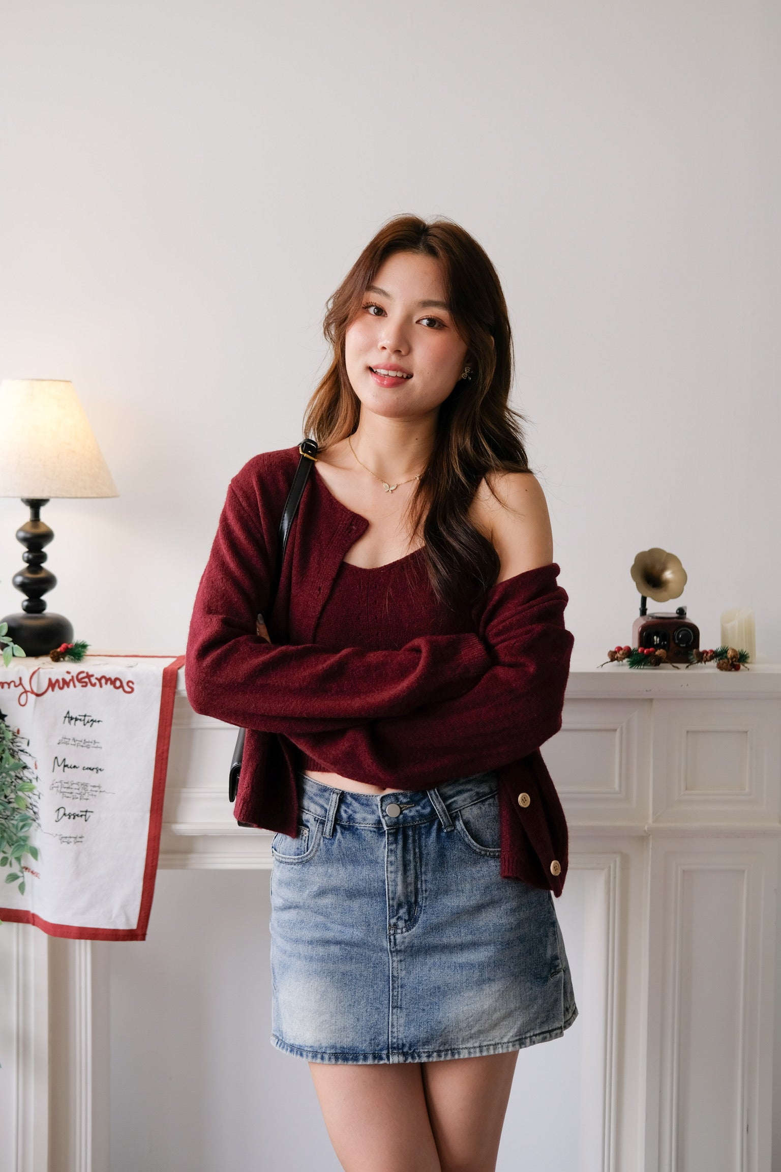 Nicole 2-in-1 Cardigan Set (Maroon)