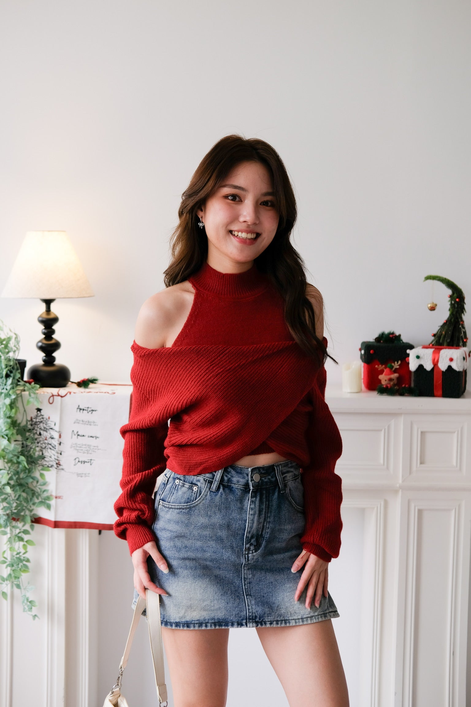 Olivia 2-in-1 Knit Sweater Set (Red)