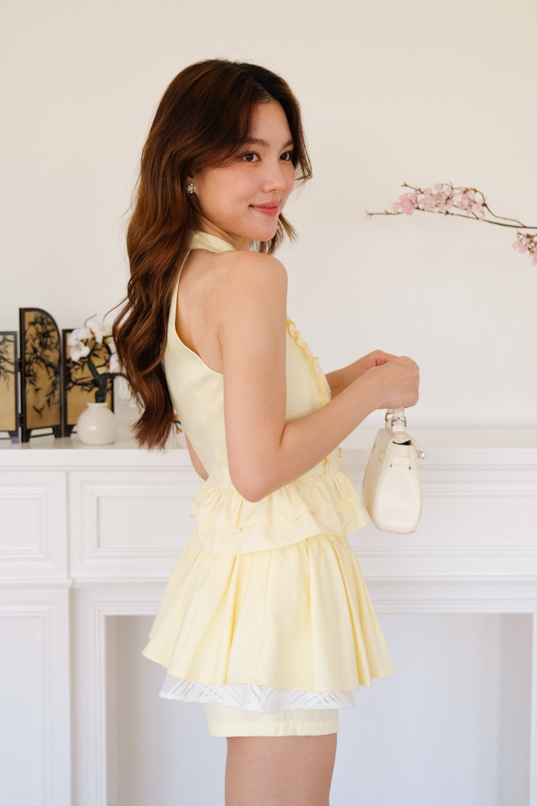 Lea Ruffle Peplum Top (Buttermilk Yellow)