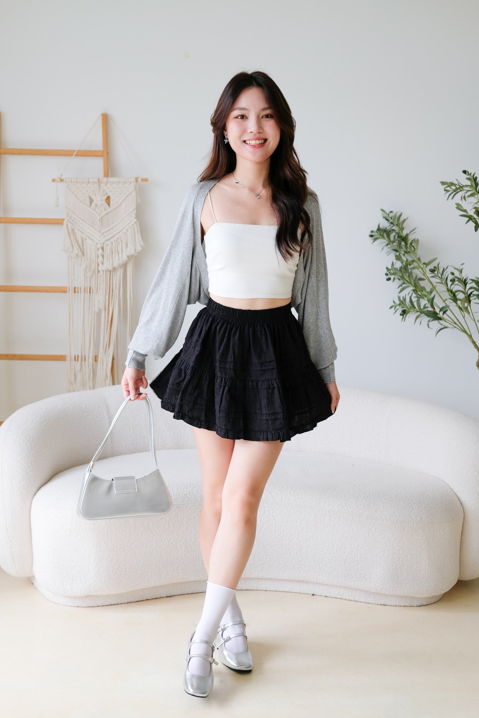 Blaire Bolero Cotton Cardigan (Grey)