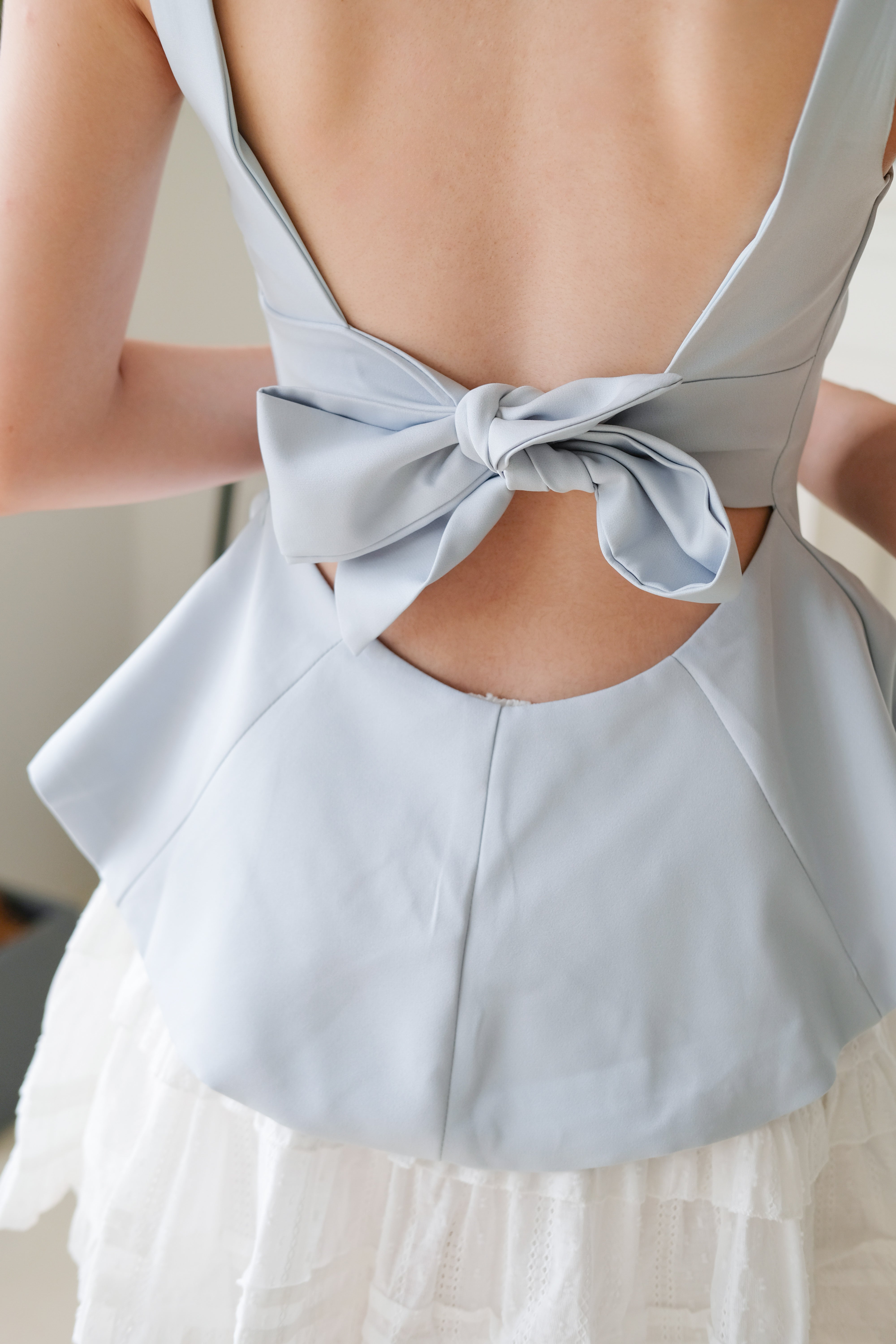 Belle Bareback Peplum Top (Baby Blue)