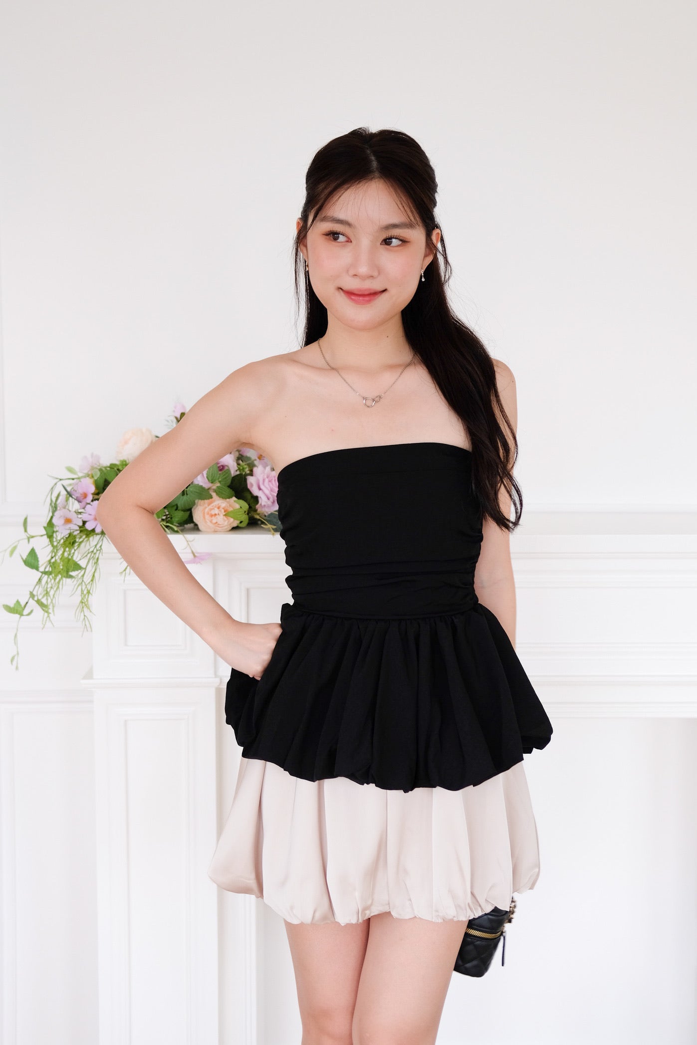 Reiko Peplum Tube Top (Black)
