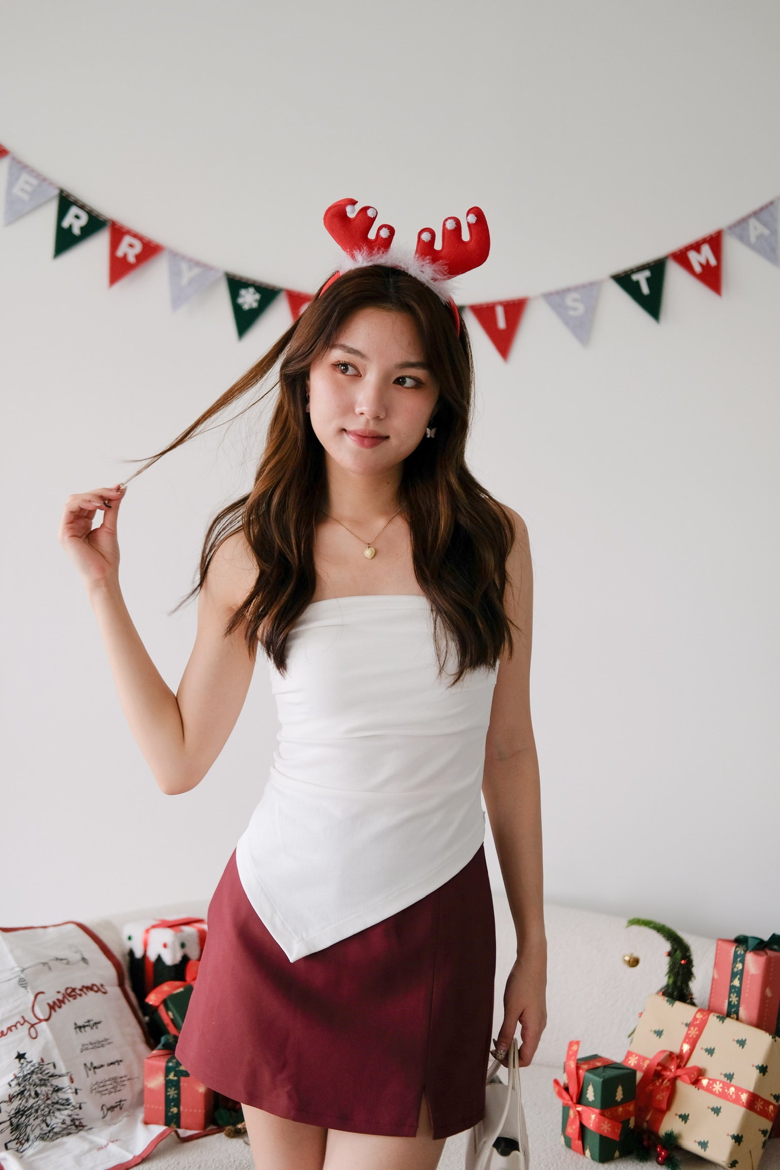 Porter Asymmetrical Tube Top (White)