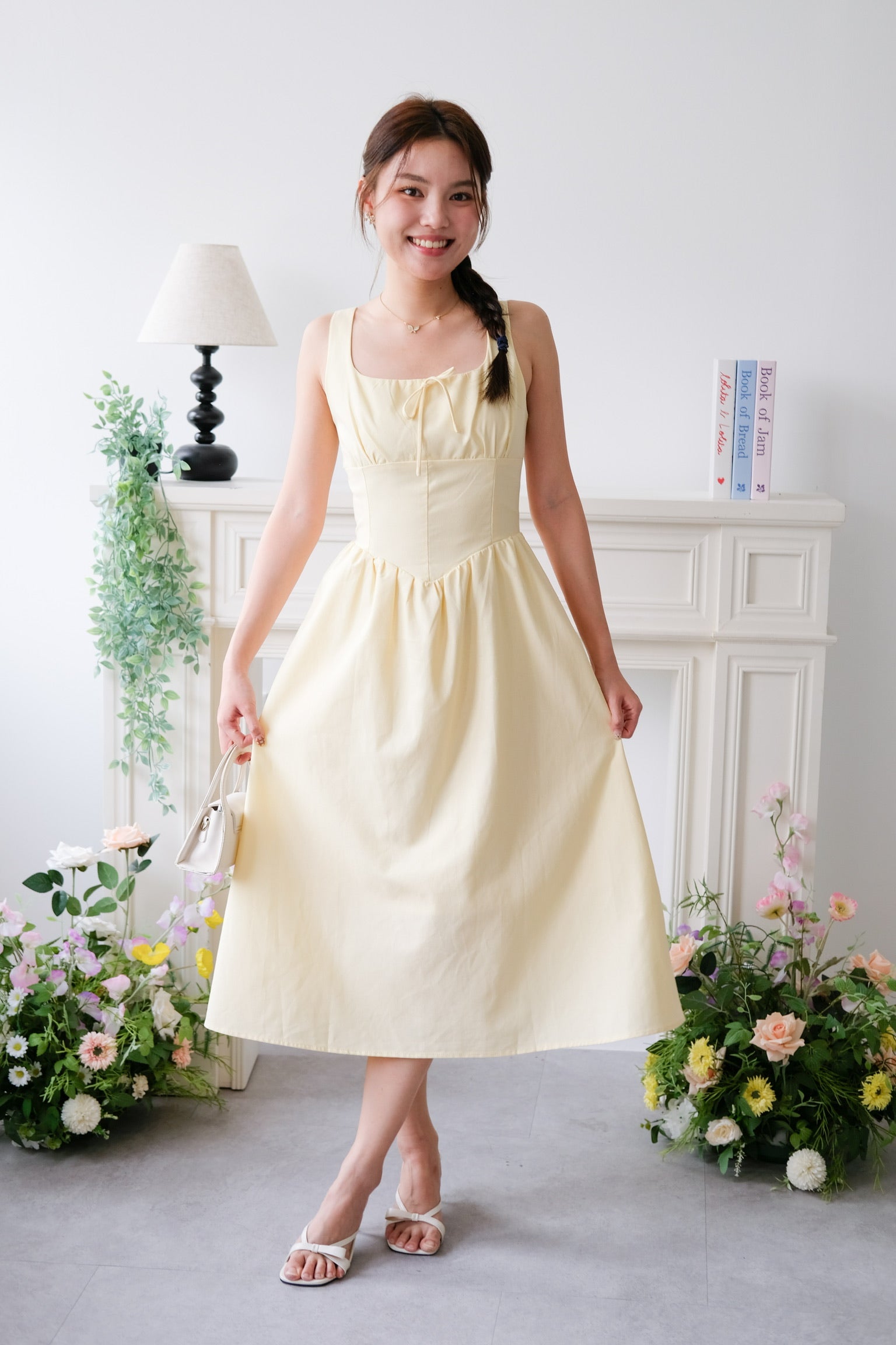 Carmie Thick Waist Midi Dress (Daffodil Yellow)