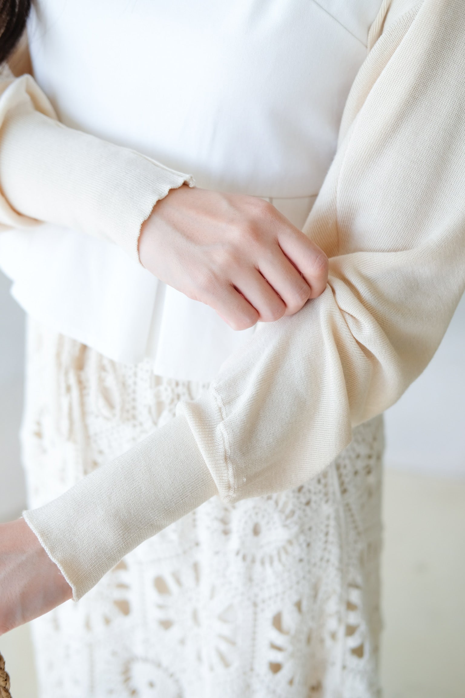 Blaire Bolero Cotton Cardigan (Beige)