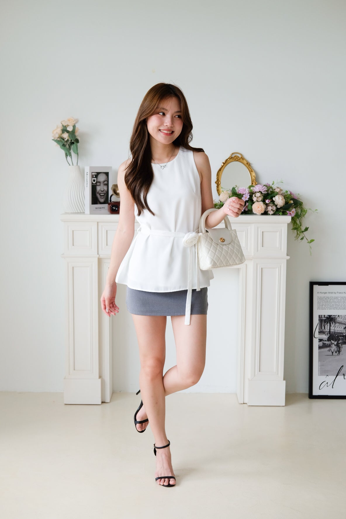 Rosina Chiffon Flare Top (White)