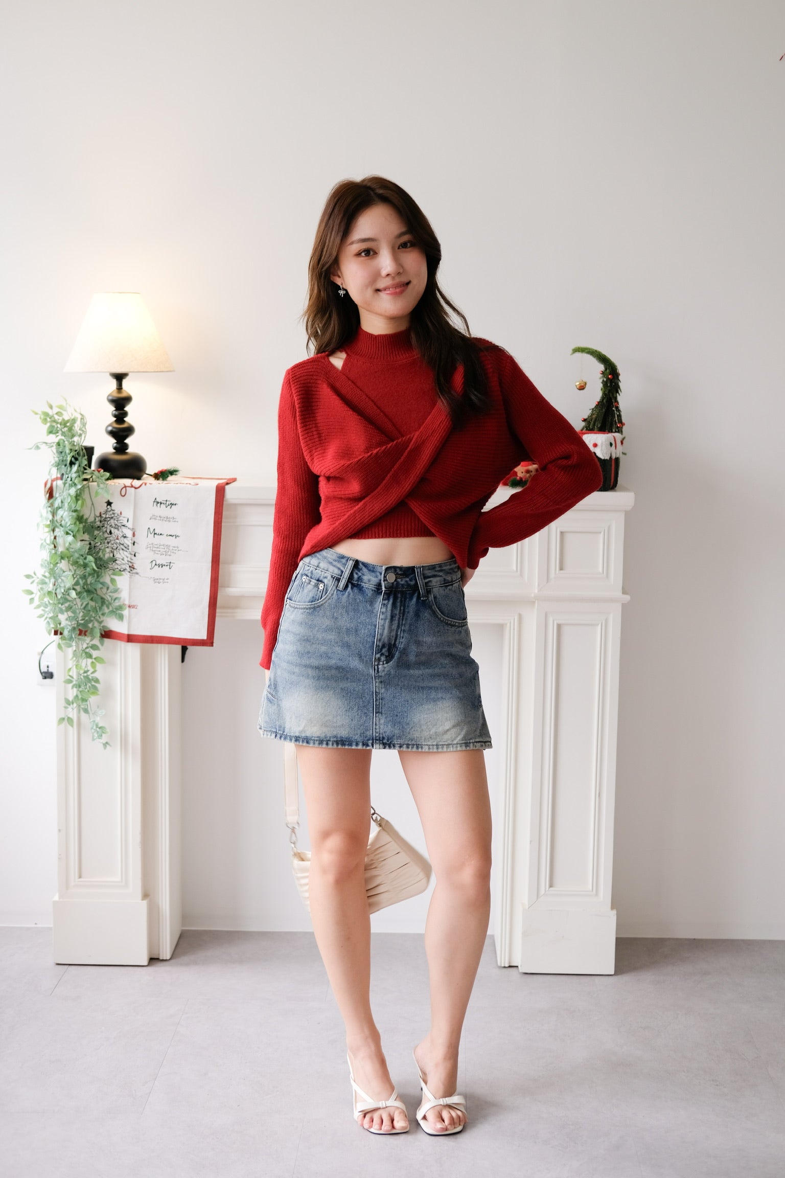 Olivia 2-in-1 Knit Sweater Set (Red)