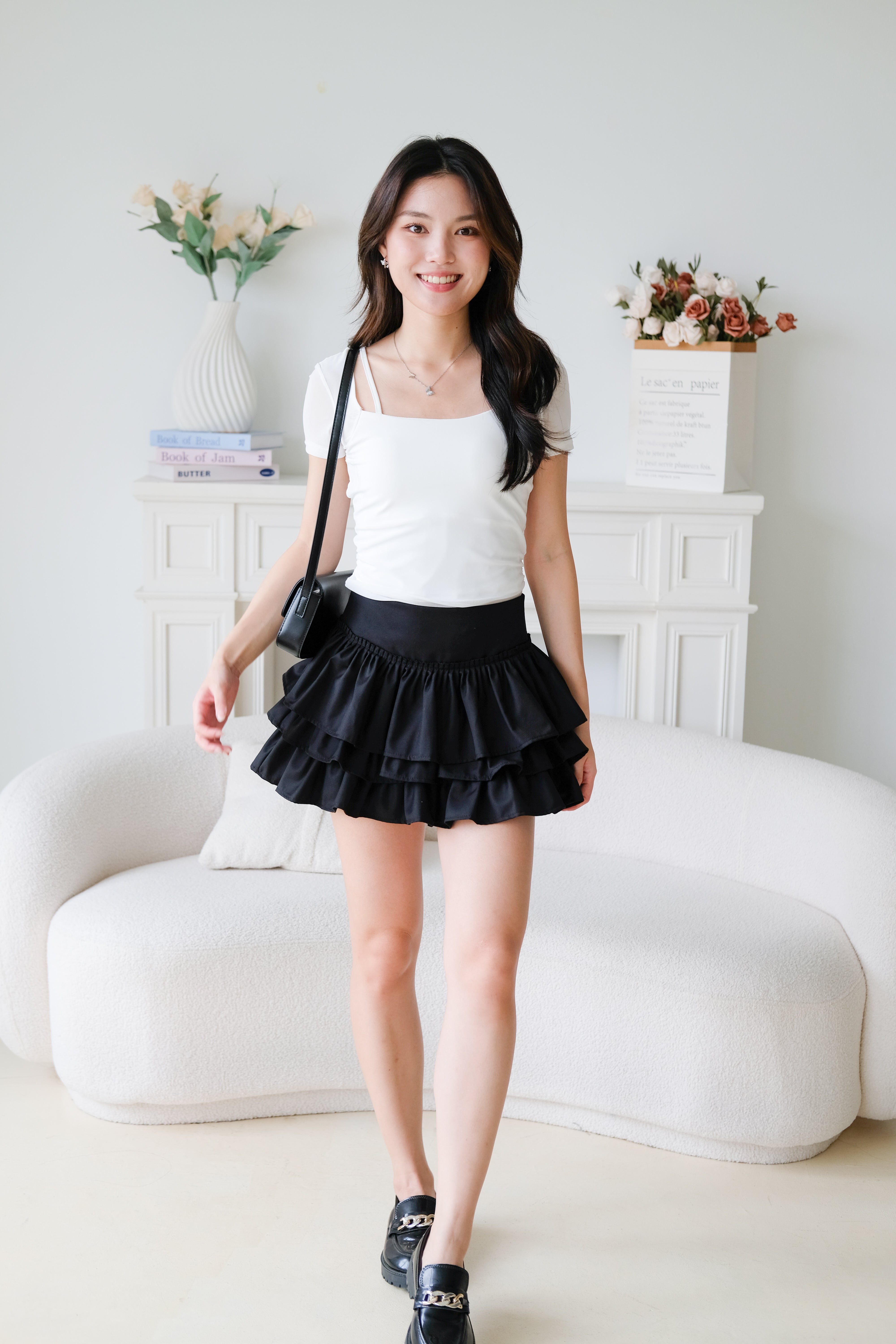 Giana Mesh Stretchy Padded Top (White)