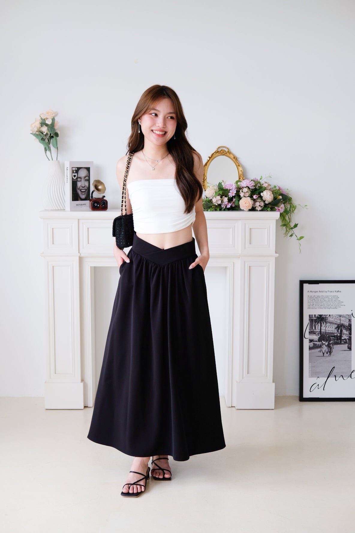 Sophina Skater Maxi Skirt (Black)
