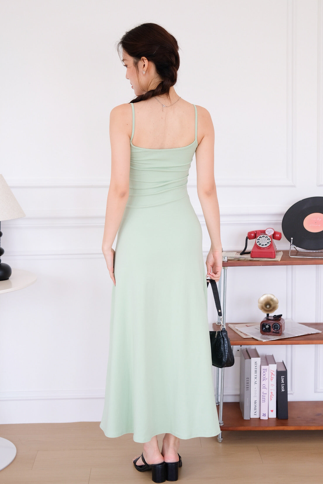 Avery Padded Skater Maxi Dress (Lettuce Green)