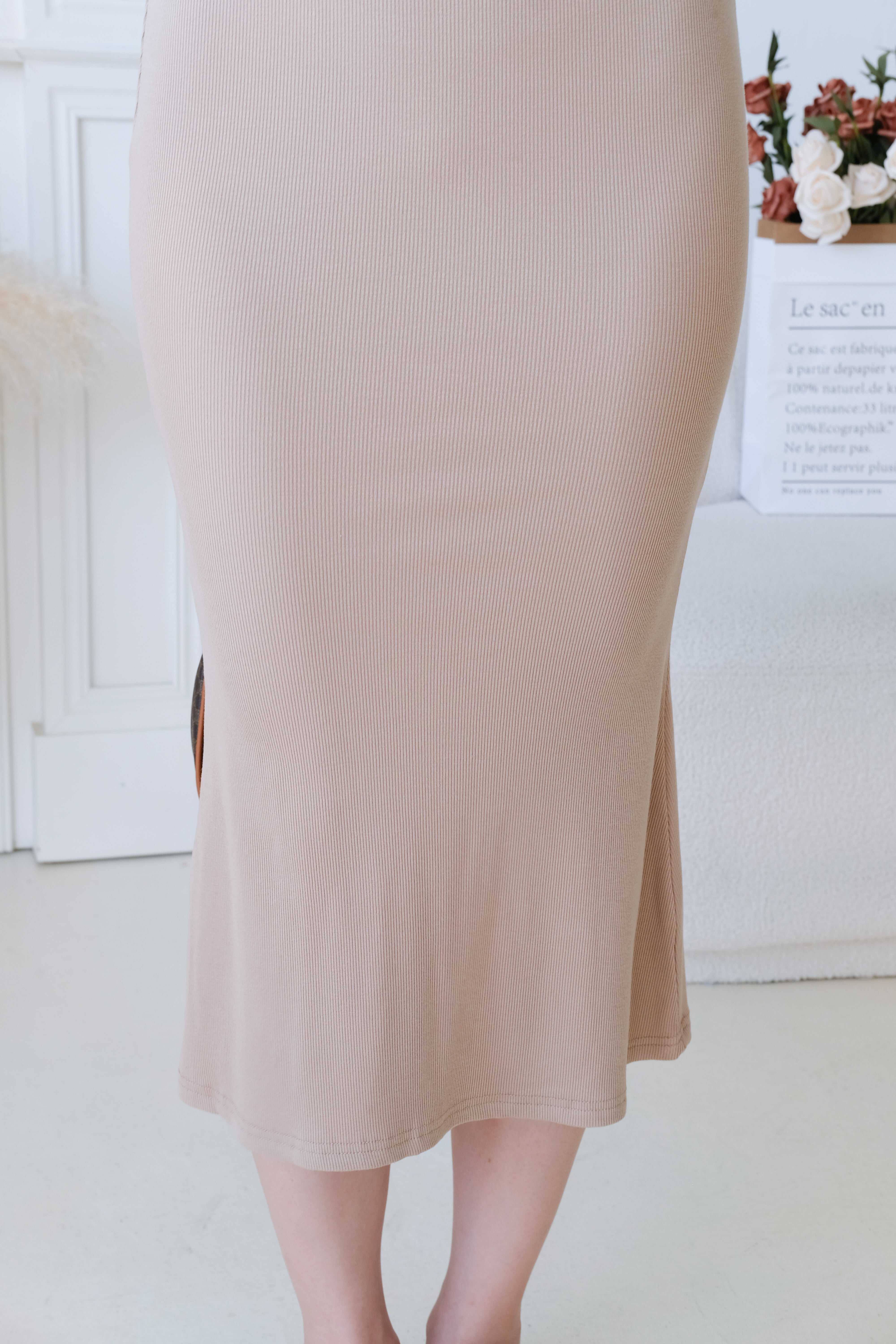 Stacey High Neck Bodycon Maxi Dress (Khaki)