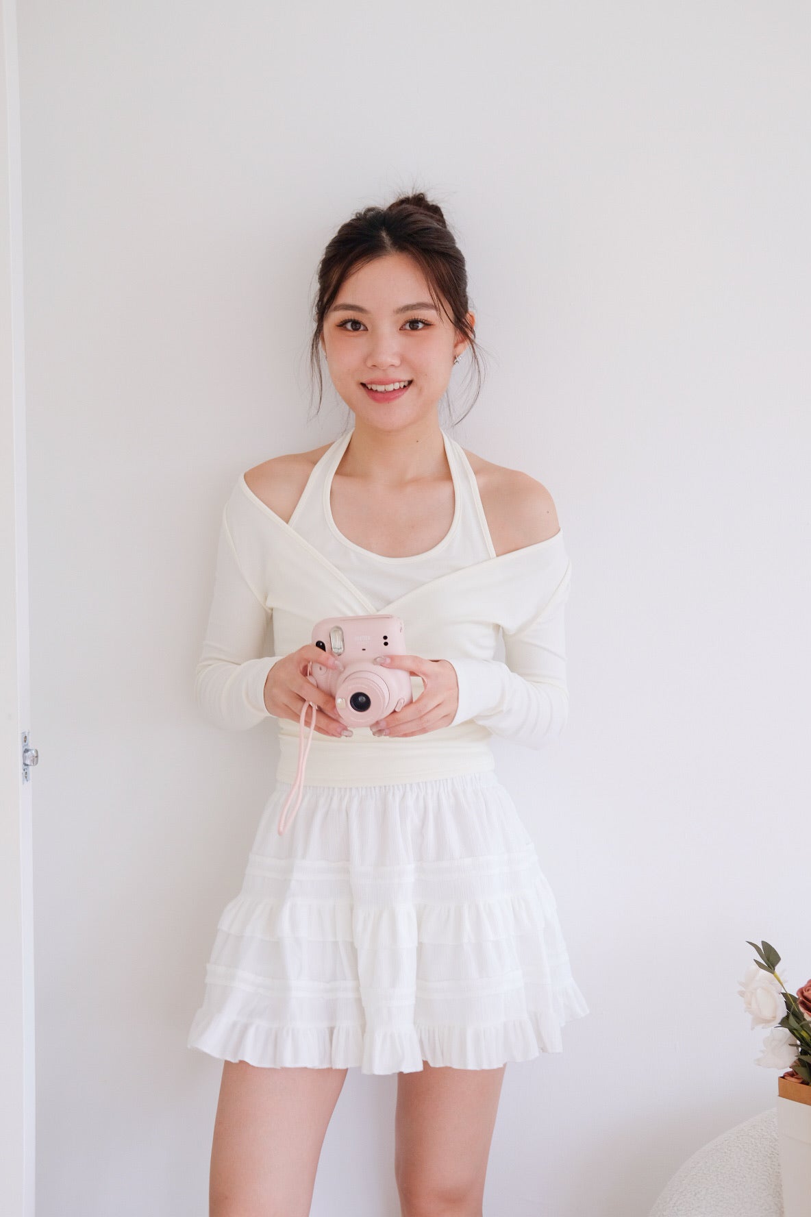 Alicia Ballet Halter 2-in-1 Top (White)