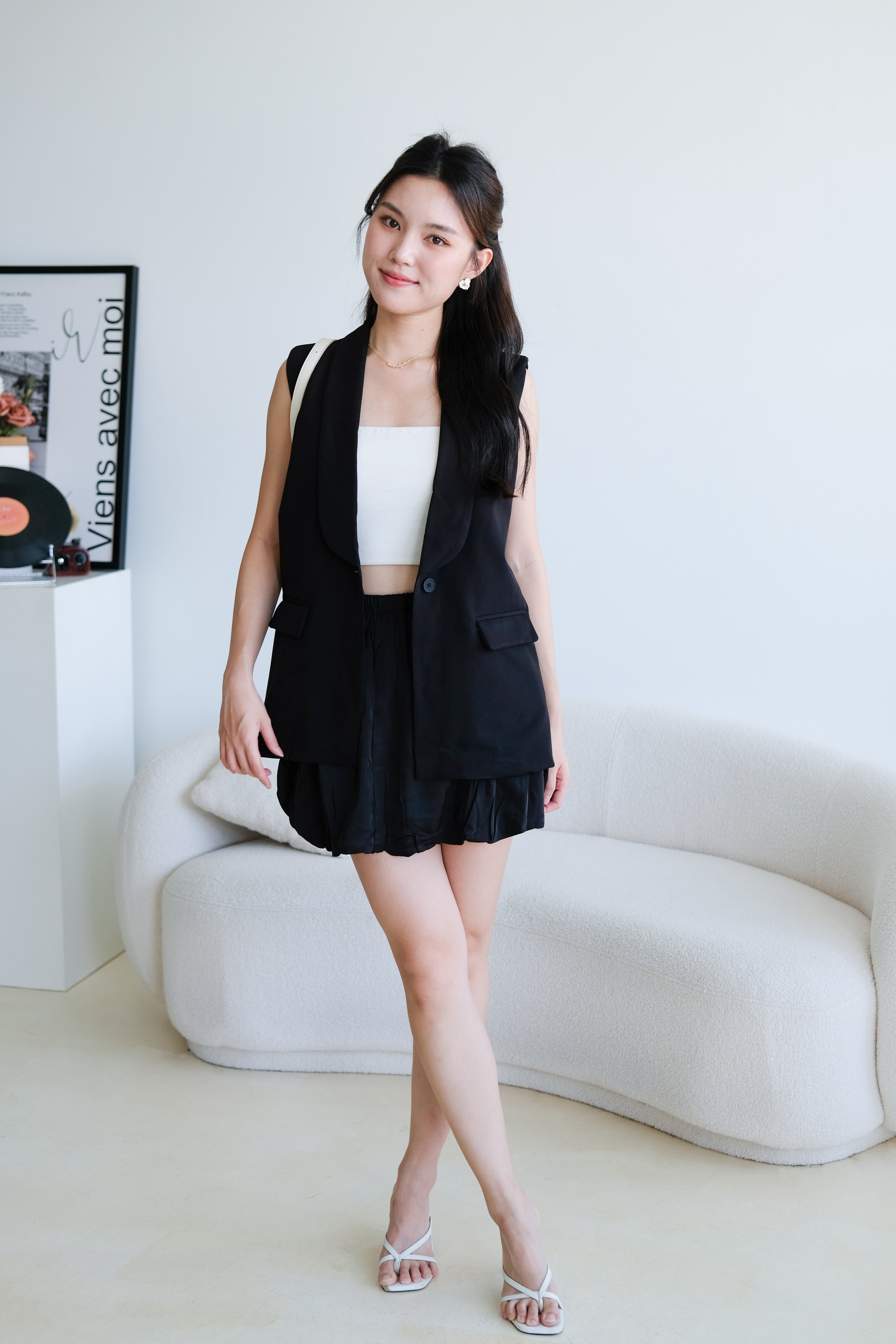 Zora Blazer Long Vest (Black)