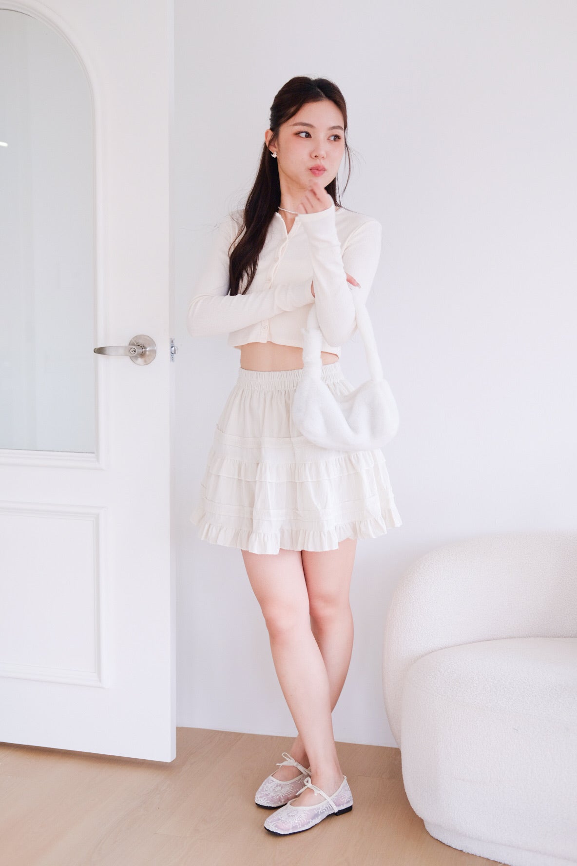 Danielle Cropped Cardigan (Cream)