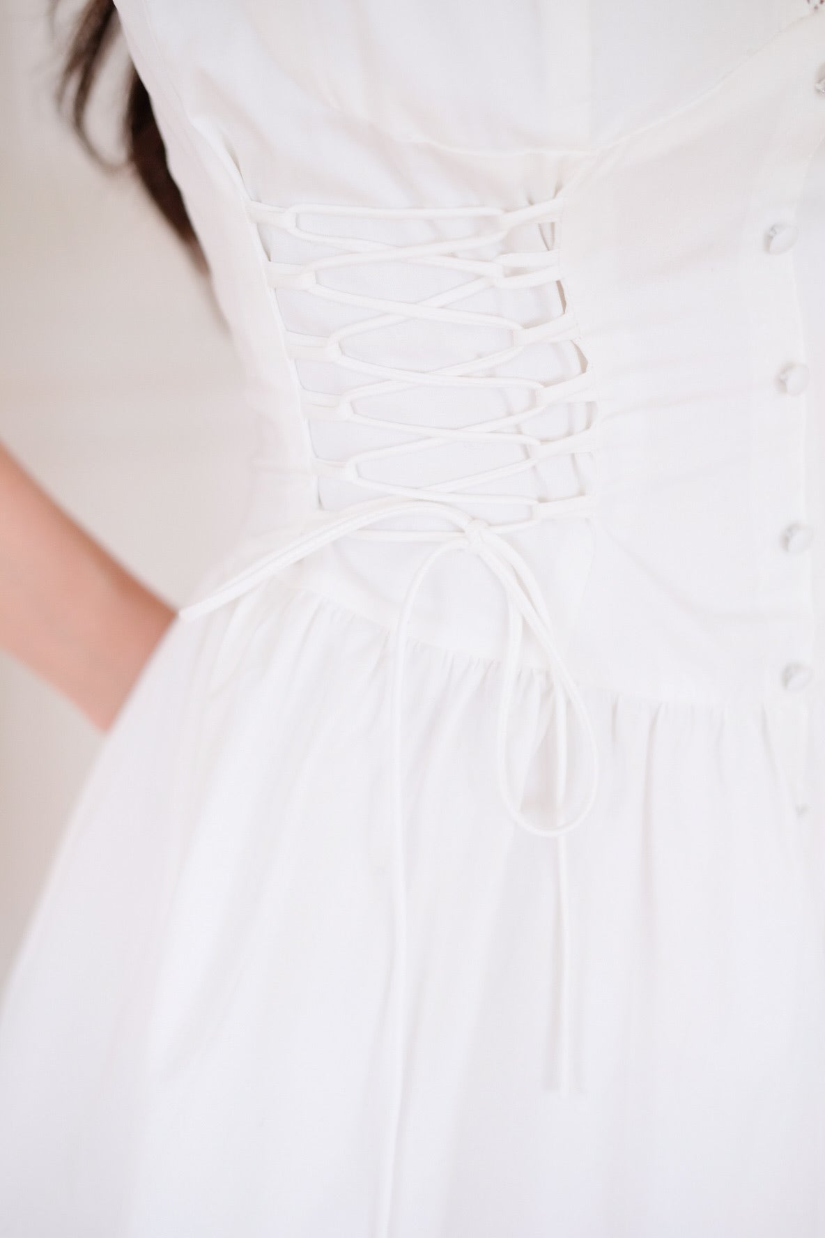 Elaine Lace Up Skater Dress (White)