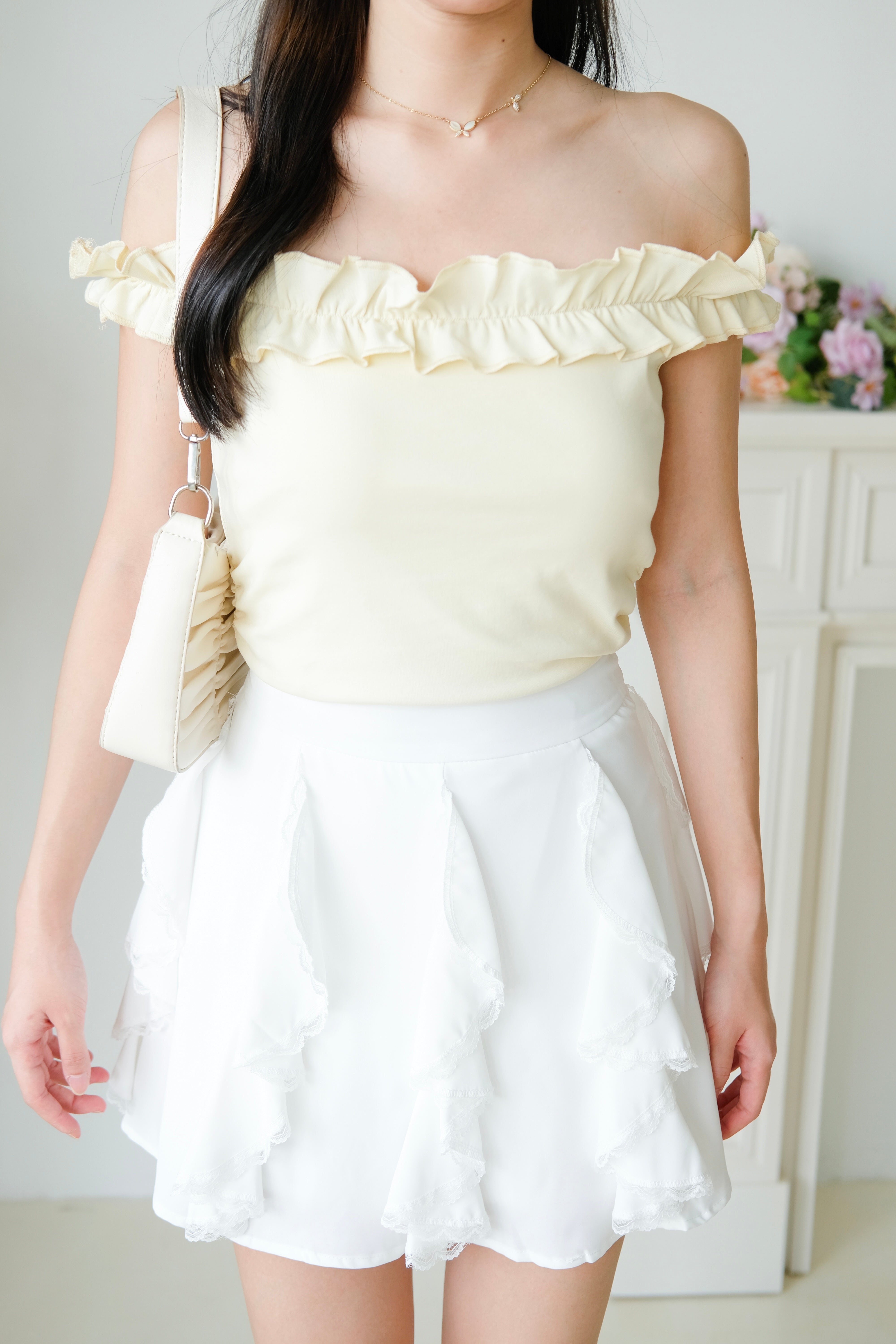 Layla Ruffle Off Shoulder (Butter Yellow)