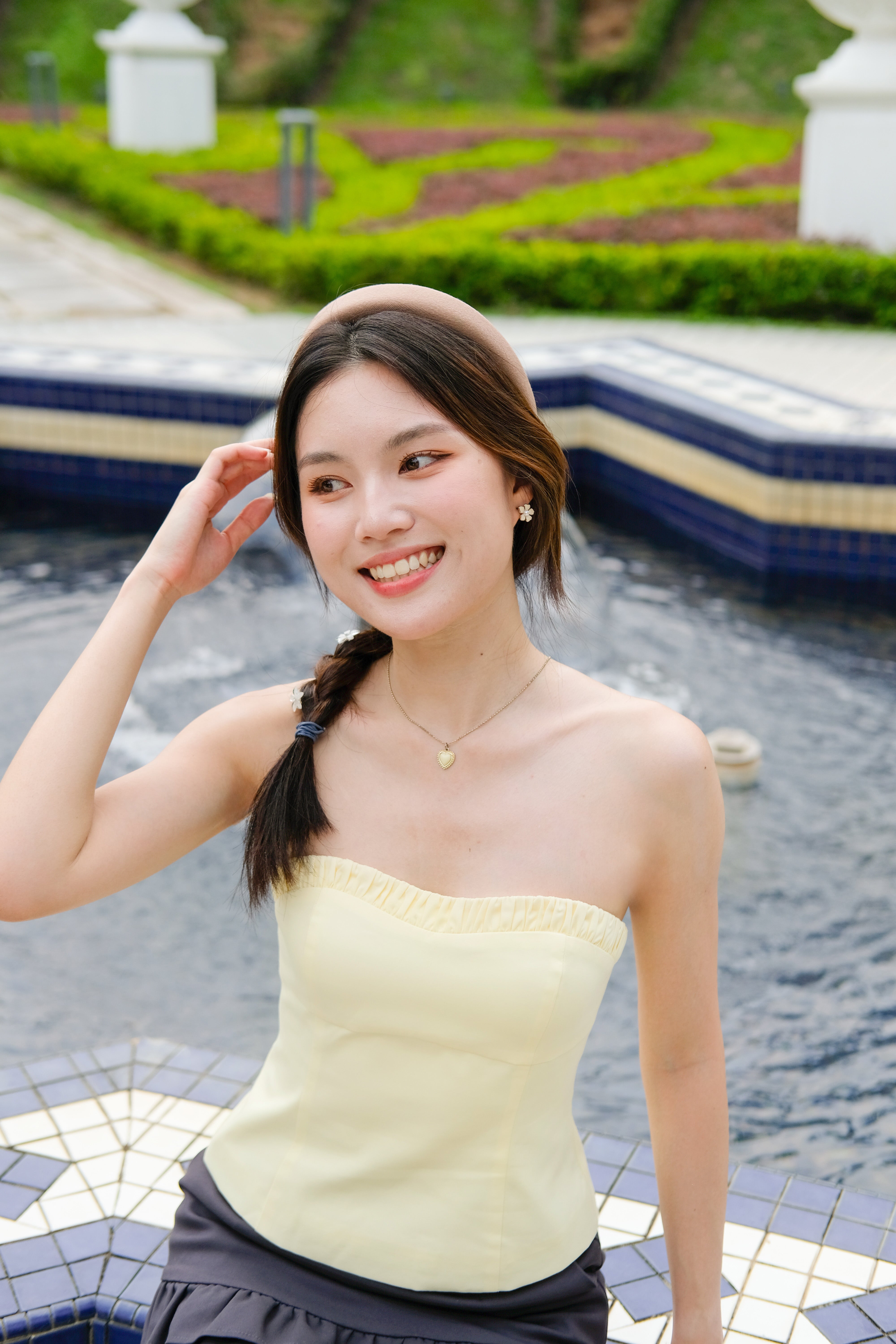 Ethereal Ruched Padded Tube Top (Buttermilk Yellow)