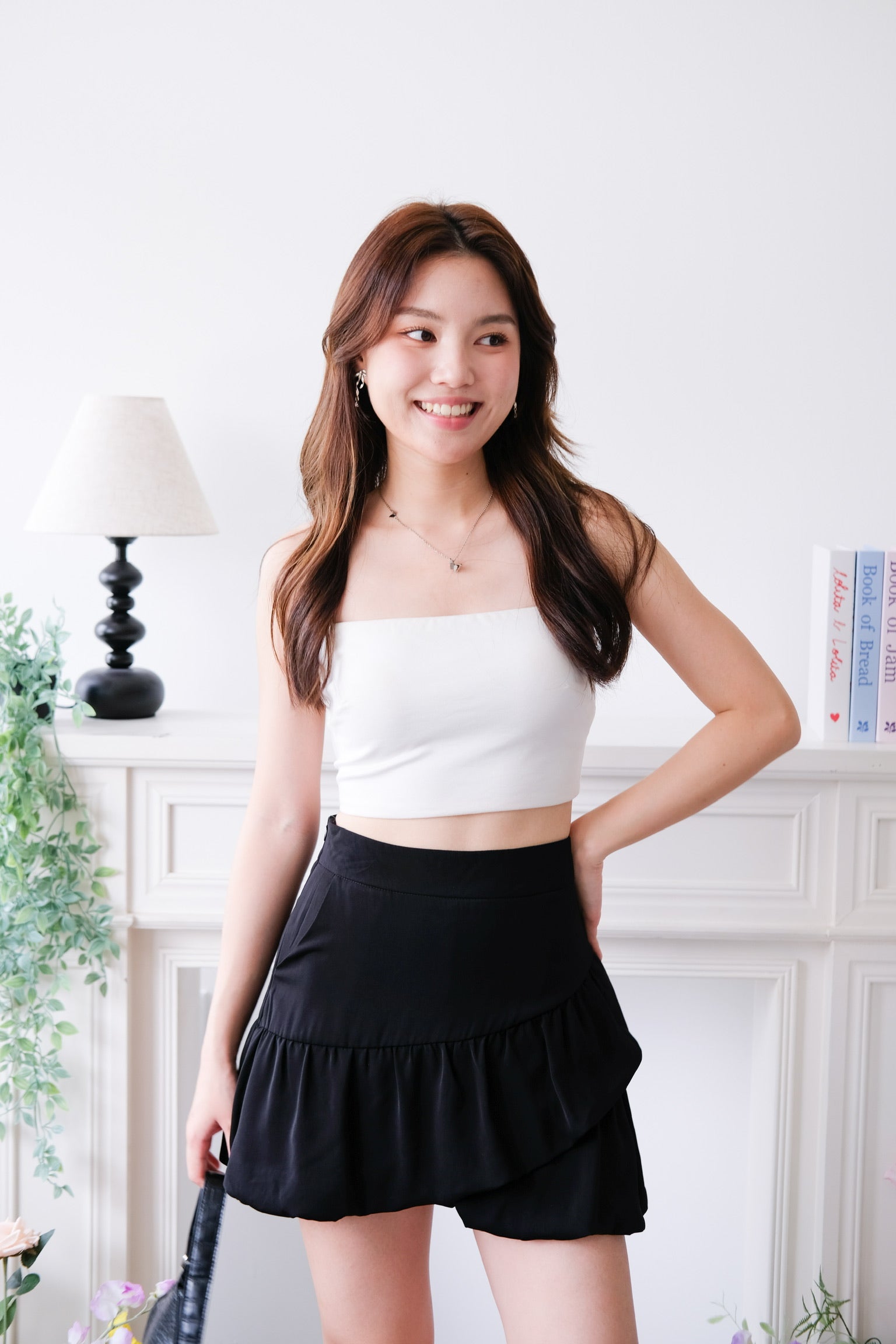 Junie Bubble A Line Skirt (Black)