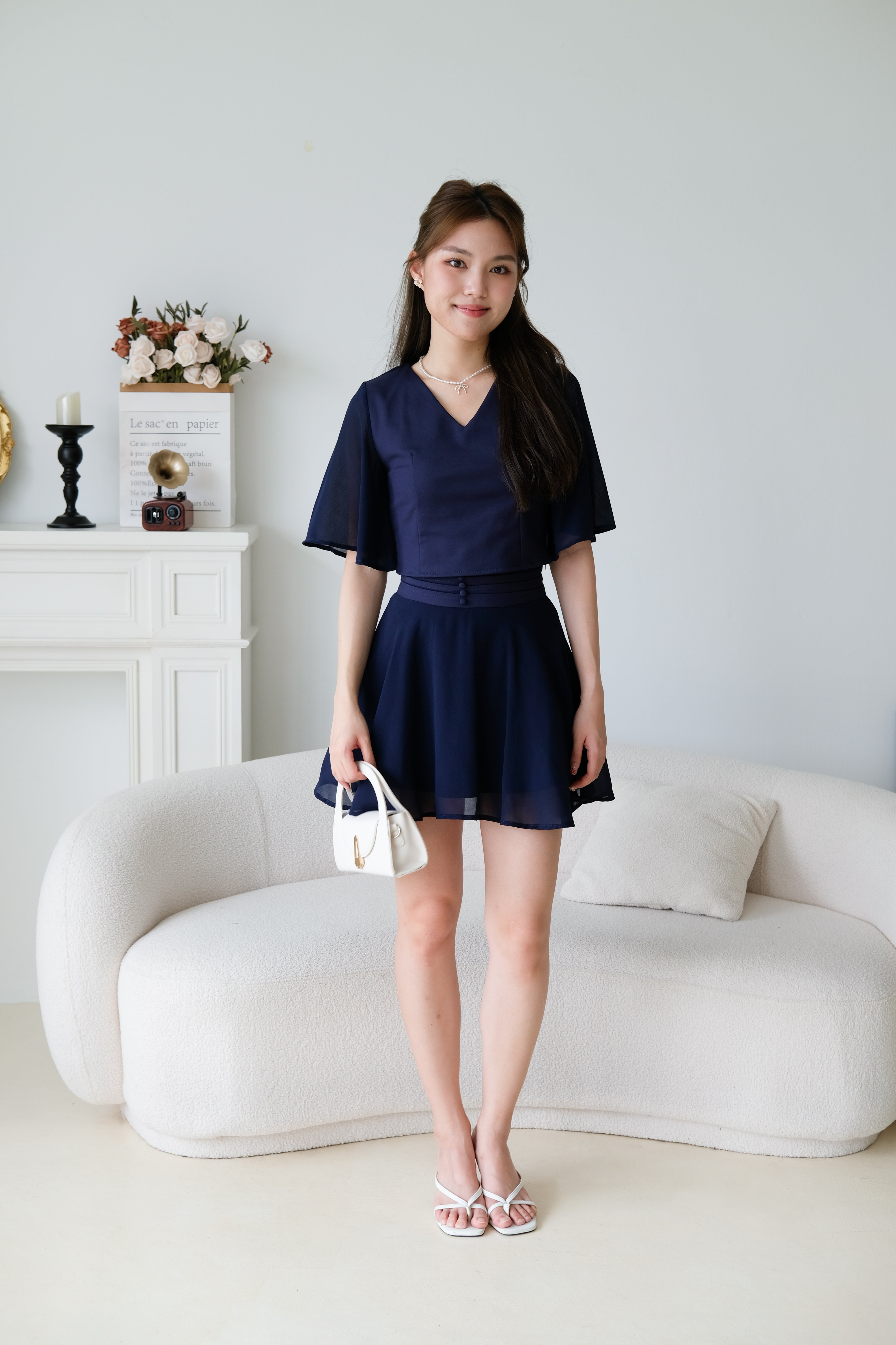 Caley Flutter Sleeves Set (Navy Blue)
