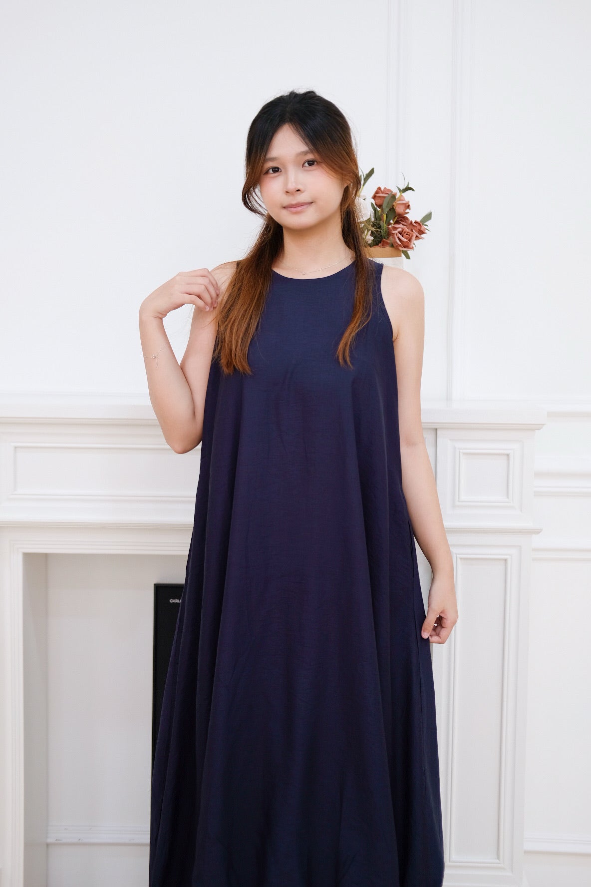 Navy Blue Bubble Hem Maxi Dress