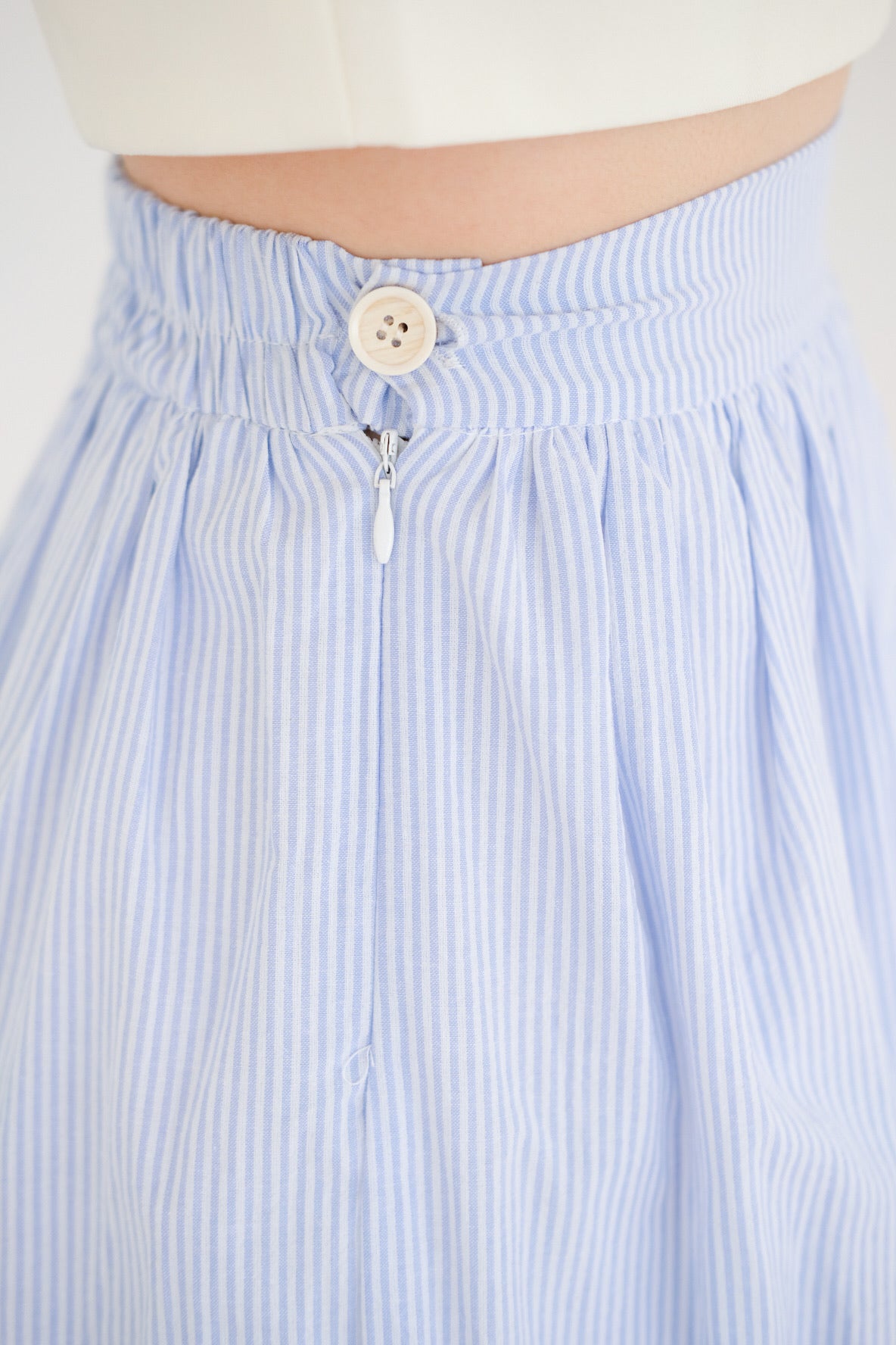 Reini Candy Stripes Knee Length Skirt (Blue)