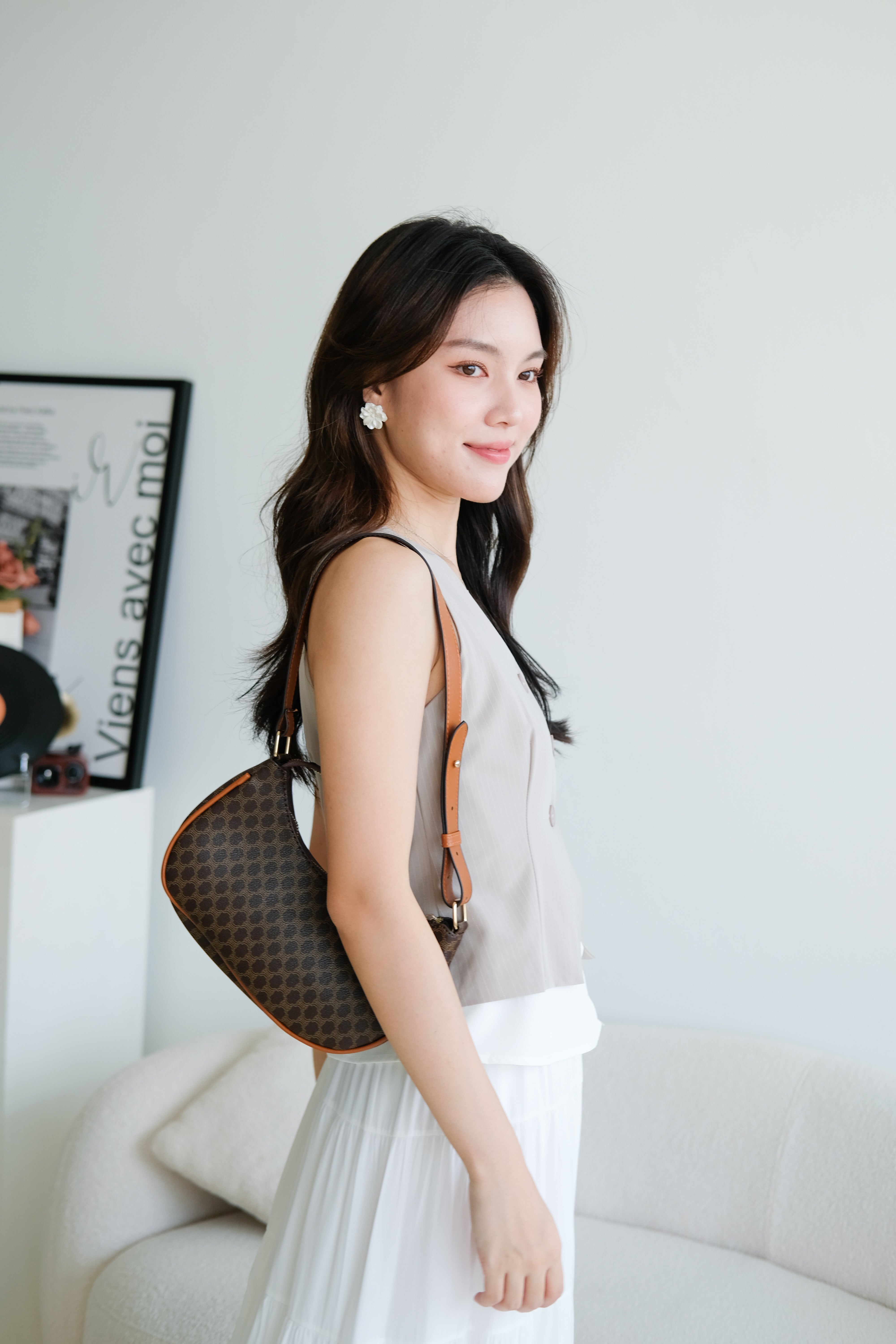 Veen Pinstripe Contrast Vest Top (Light Grey)