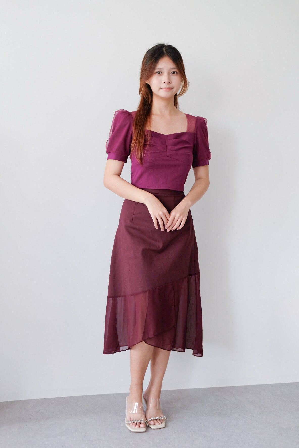 Purple Layered Mesh Skirt