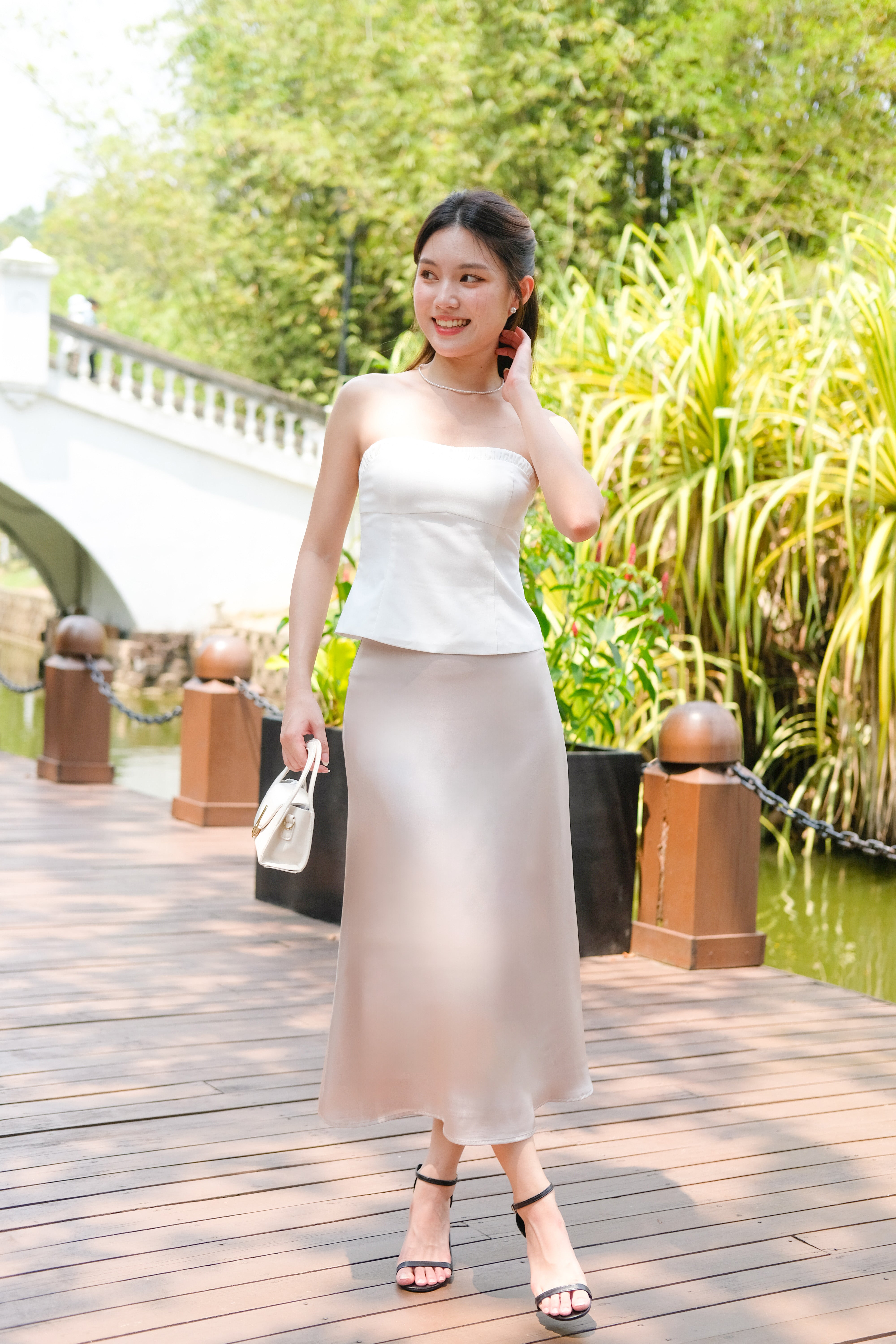 Ethereal Ruched Padded Tube Top (White)