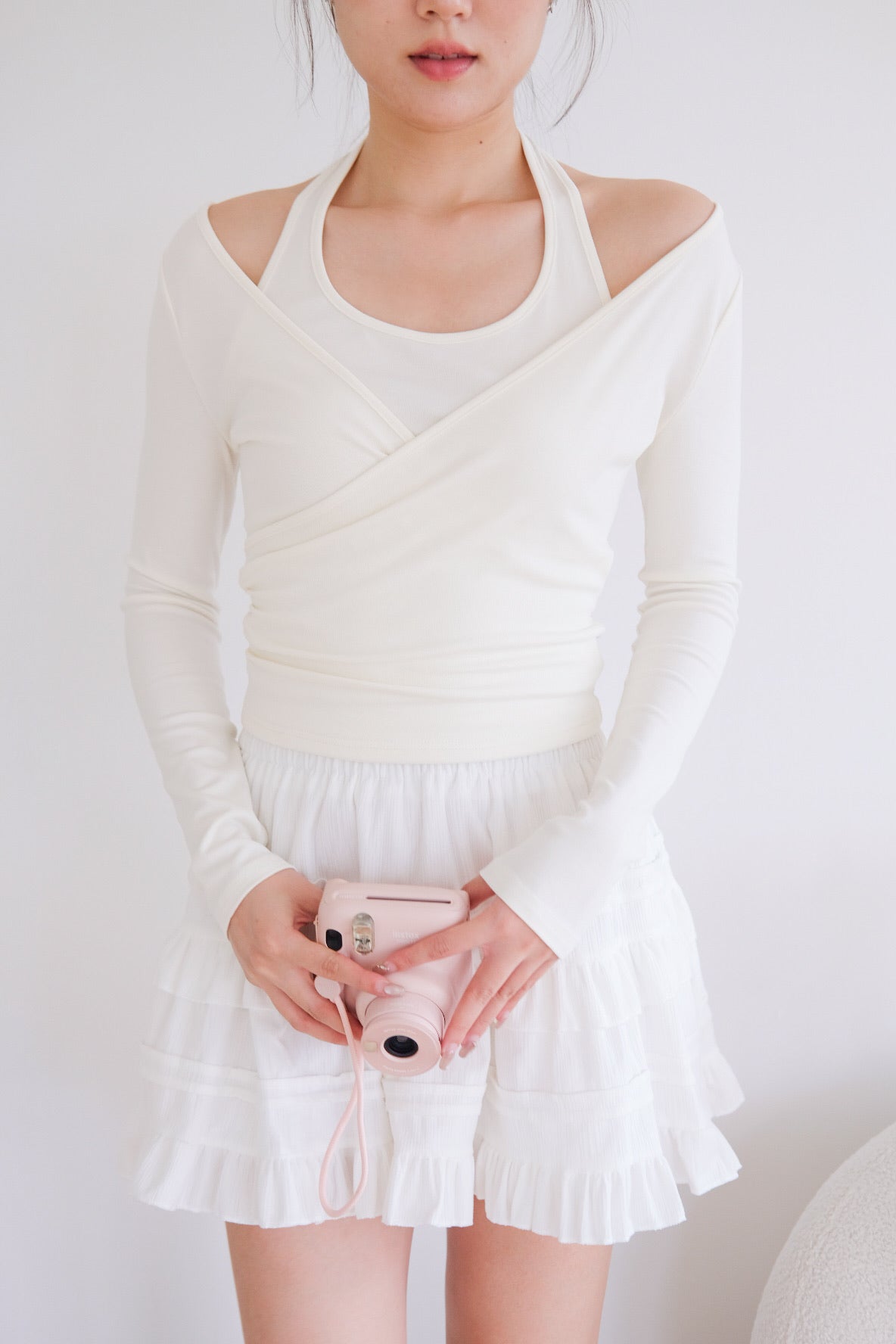 Alicia Ballet Halter 2-in-1 Top (White)