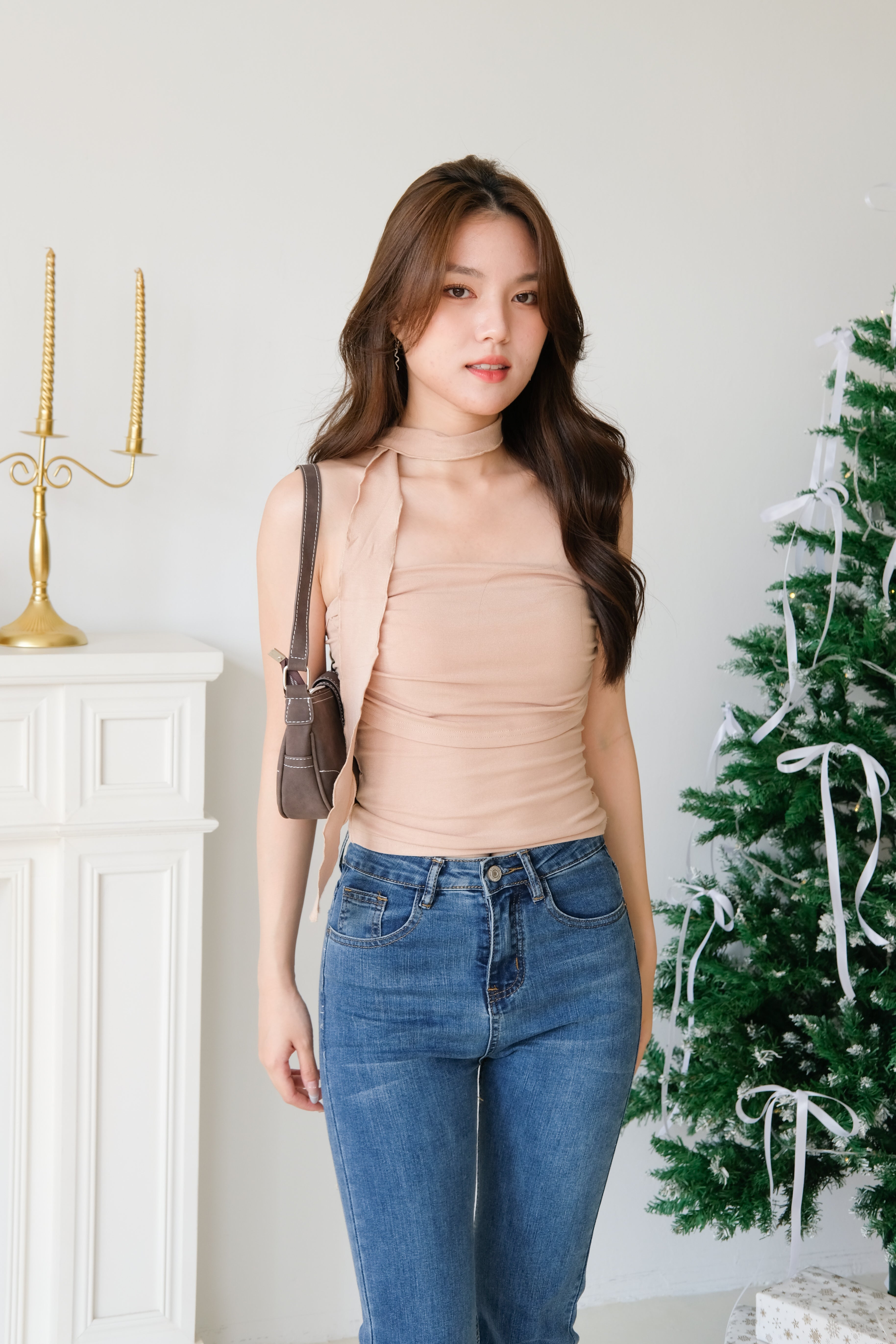 Maxine Tube Ruched Top (Khaki)