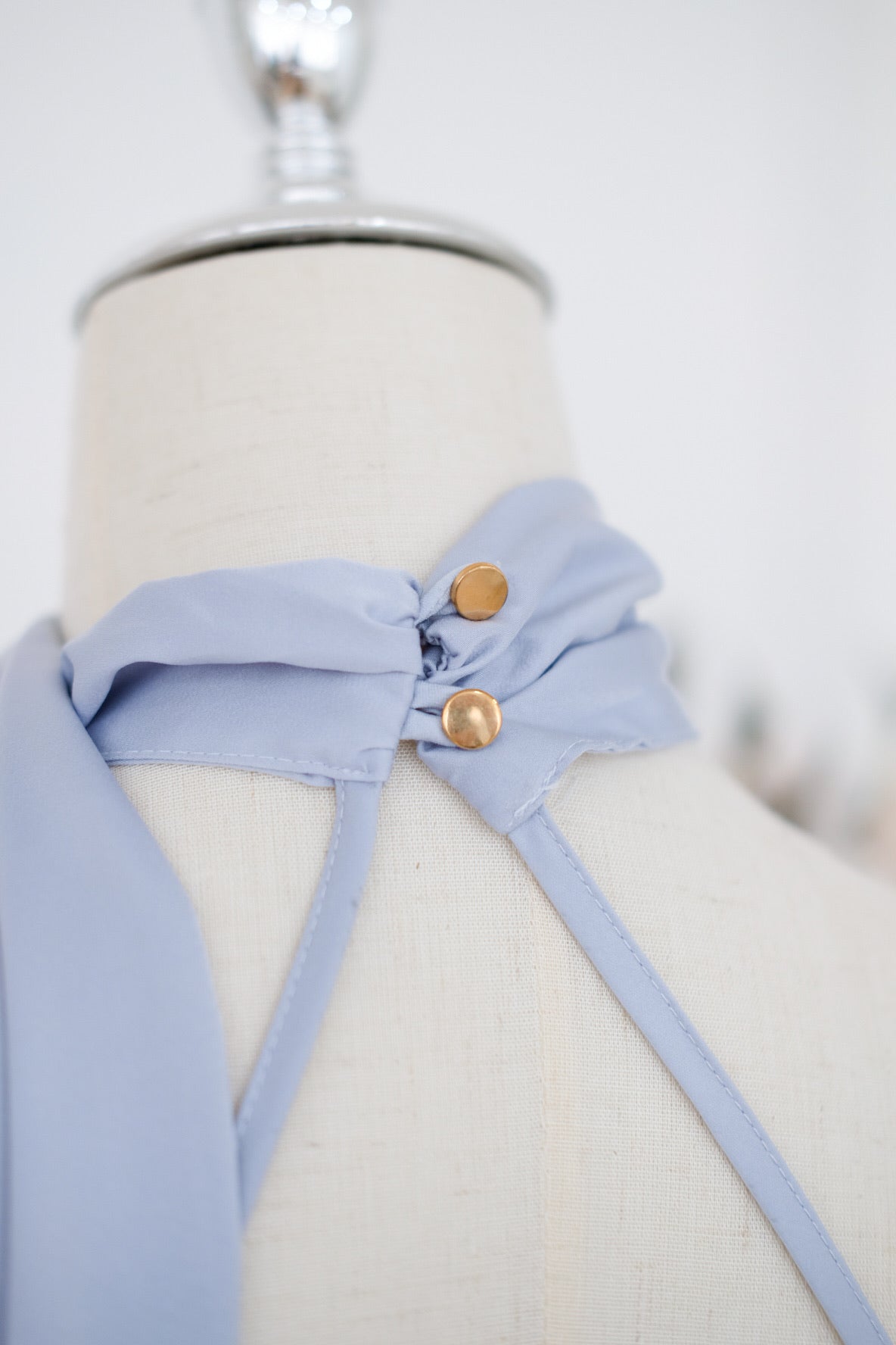 Blue Halter Bareback Satin Dress